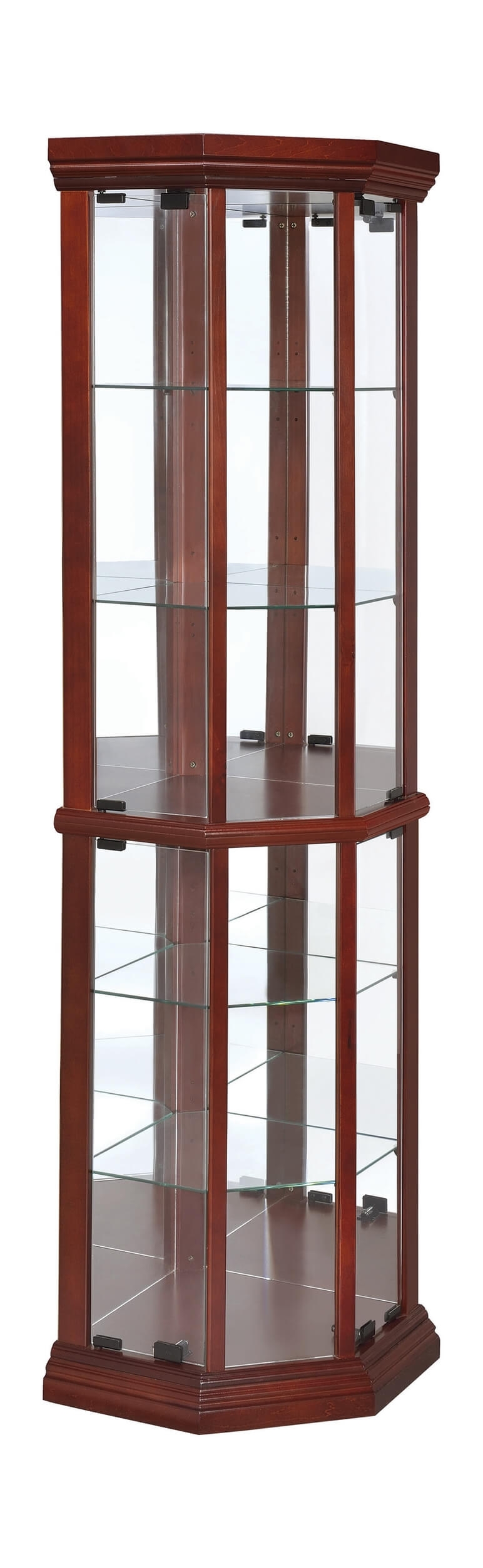 Appledale 6-shelf Wood Veneer/Glass Corner Curio Cabinet