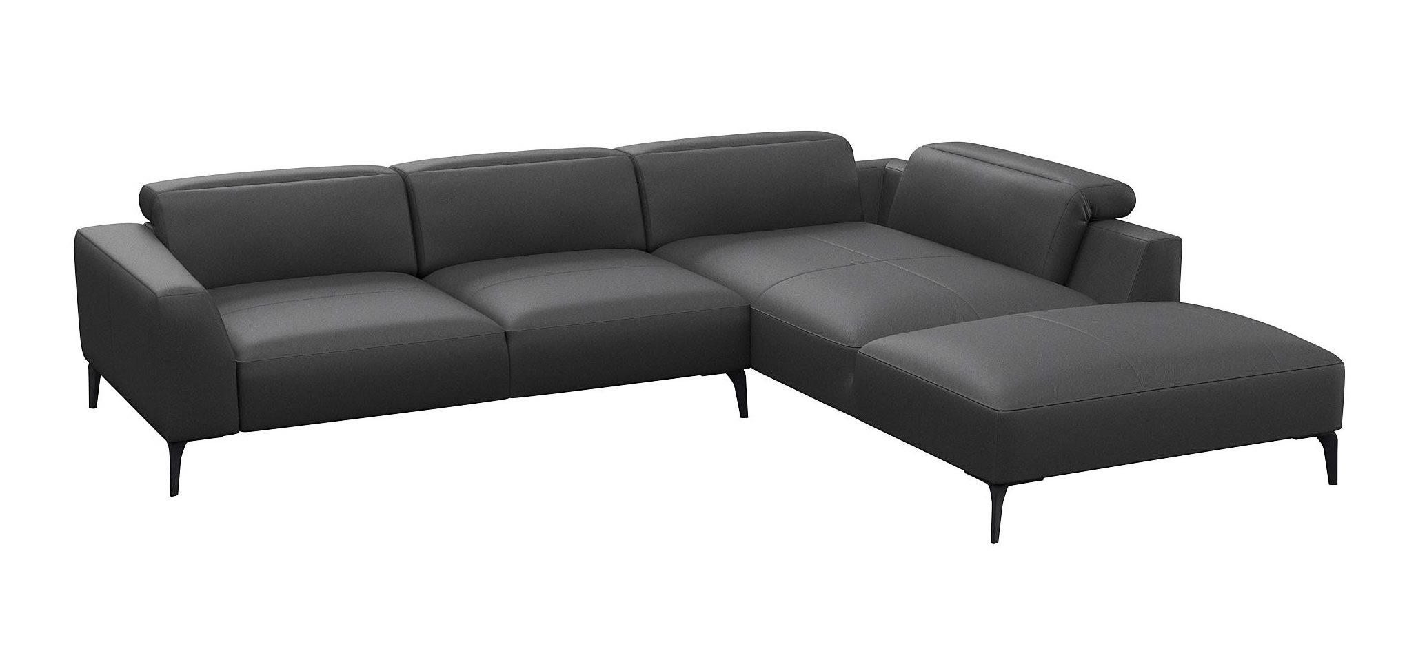Luzzi 116" Premium Italian Leather Right Arm Chaise Sectional