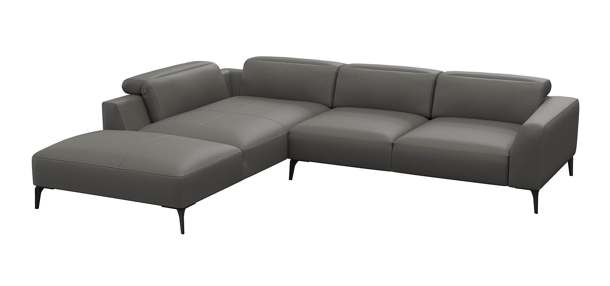 Luzzi 116" Premium Italian Leather Left Arm Chaise Sectional
