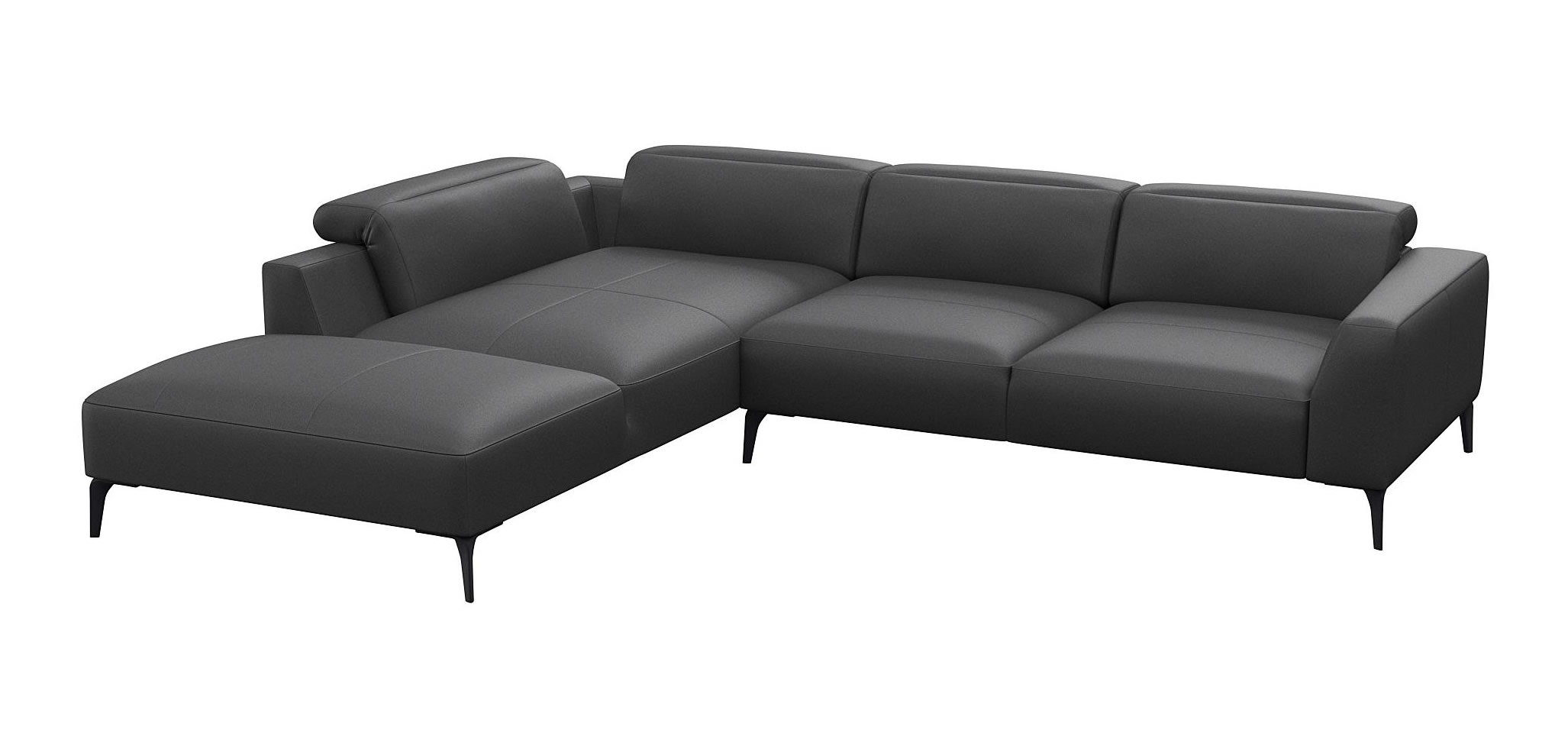Luzzi 116" Premium Italian Leather Left Arm Chaise Sectional
