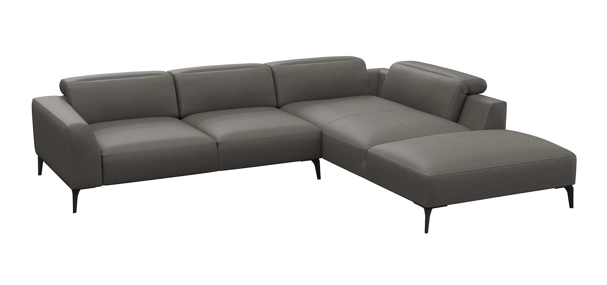 Luzzi 116" Premium Italian Leather Right Arm Chaise Sectional