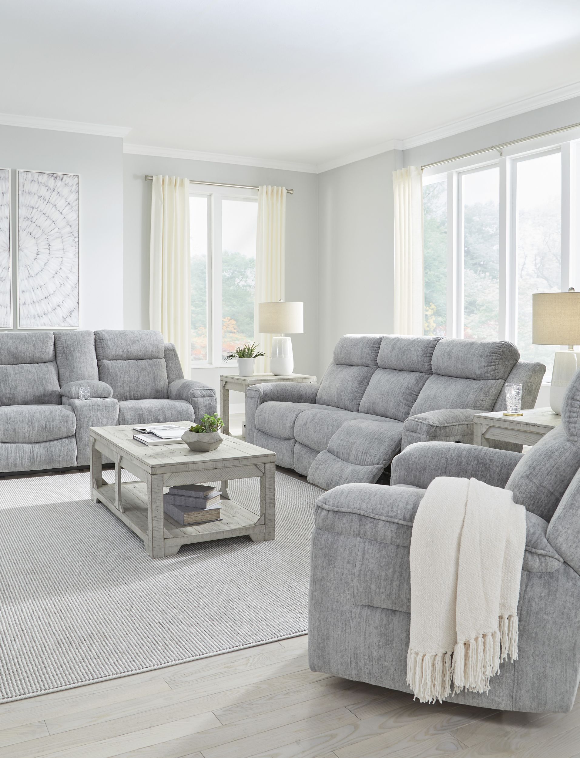 Buntington Polyester Reclining Living Room Set