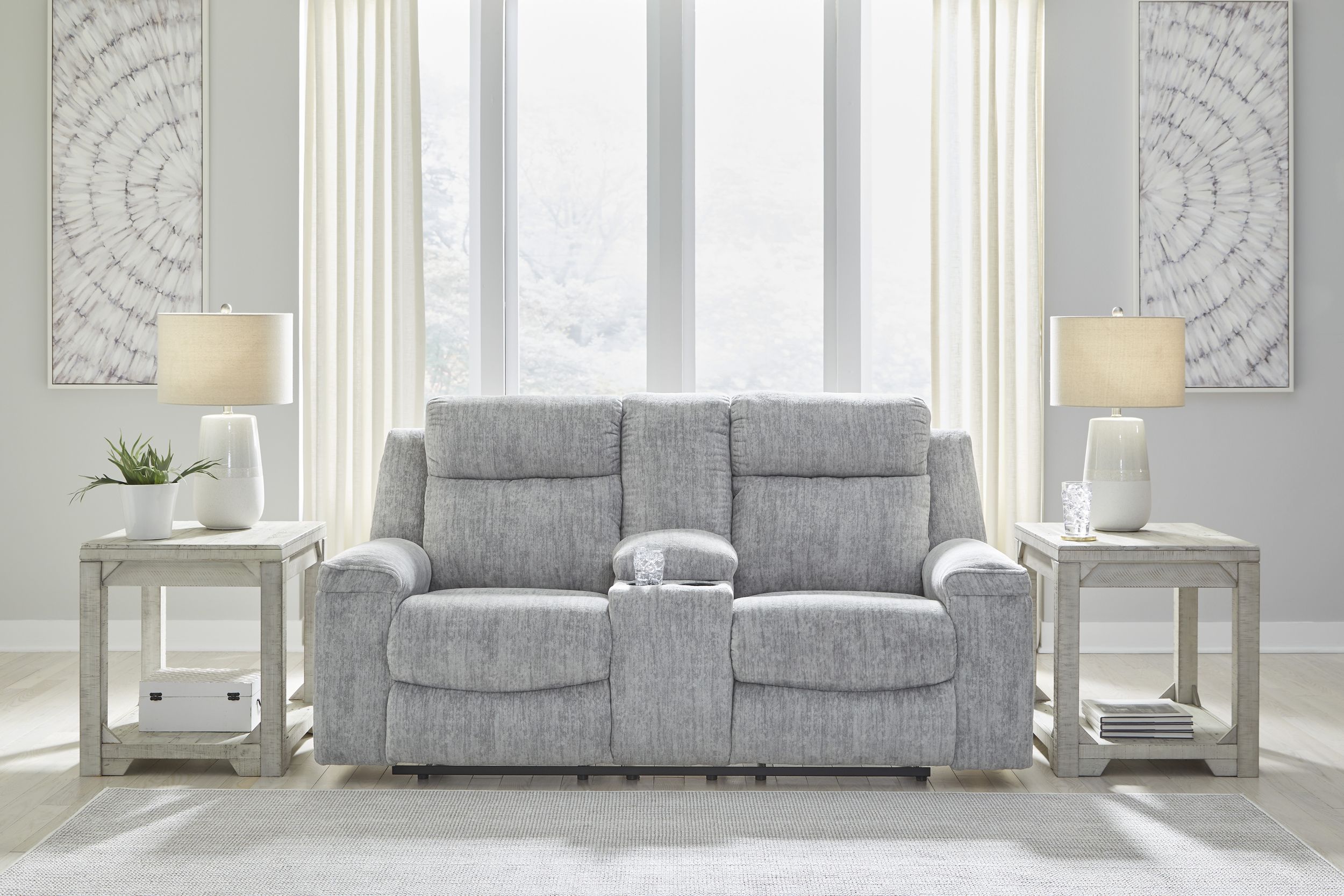 Buntington Polyester Reclining Loveseat w/Console