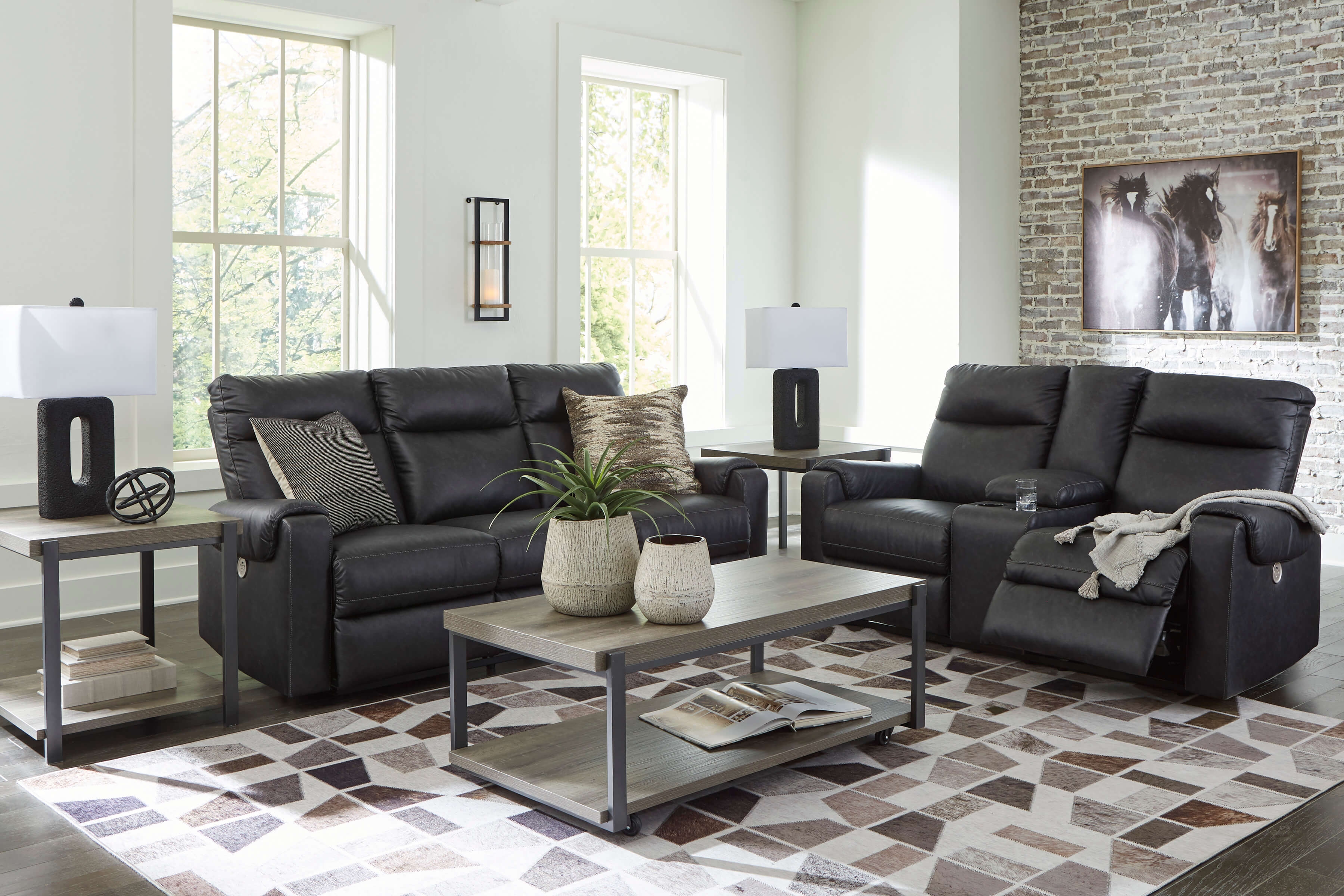 Ashley Axtellton Power Reclining Sofa, Loveseat and center table