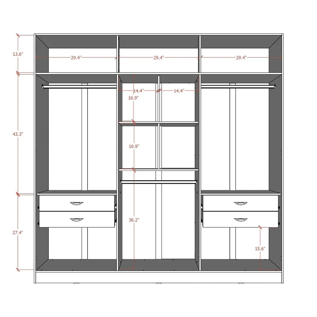 Eldridge 4-Drawer He/She Freestanding Armoire 