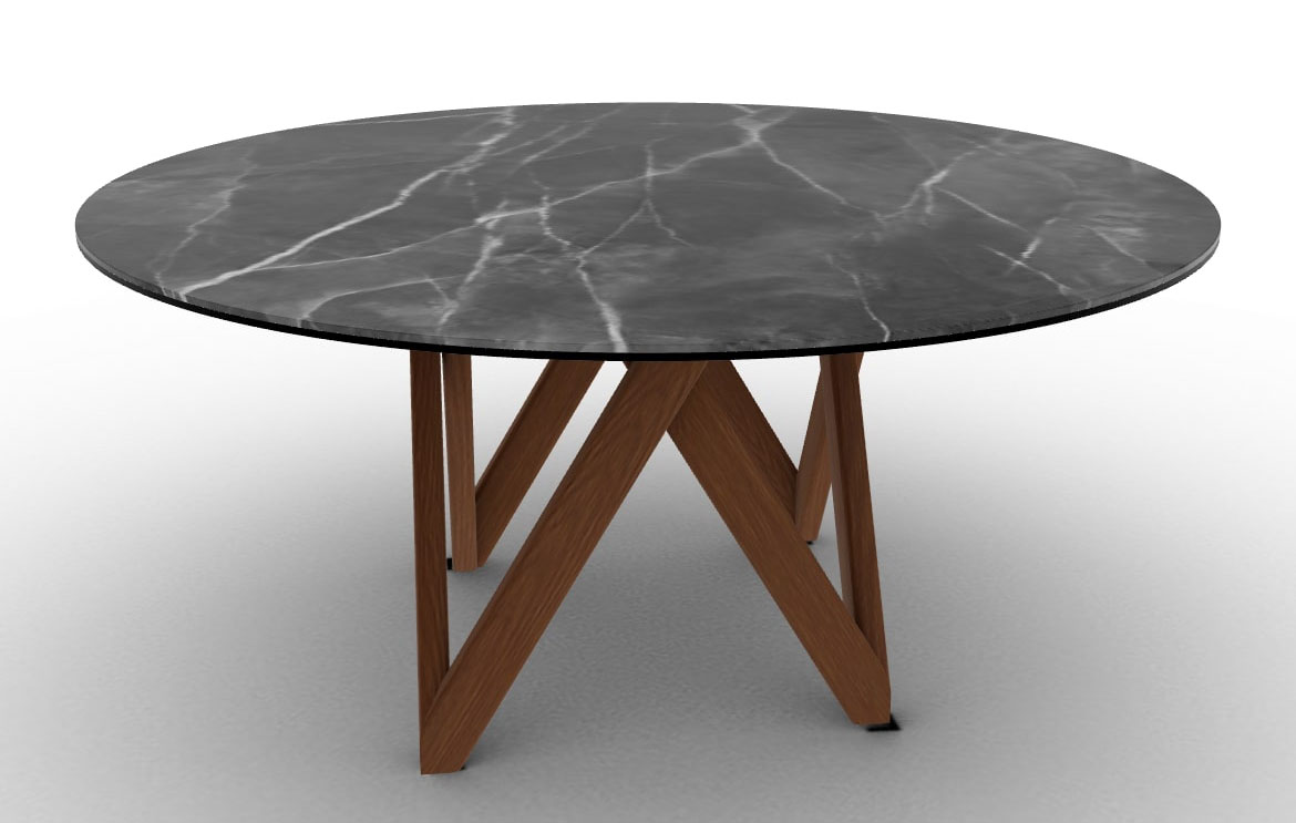 Cartesio Wood/Ceramic Round Dining Table