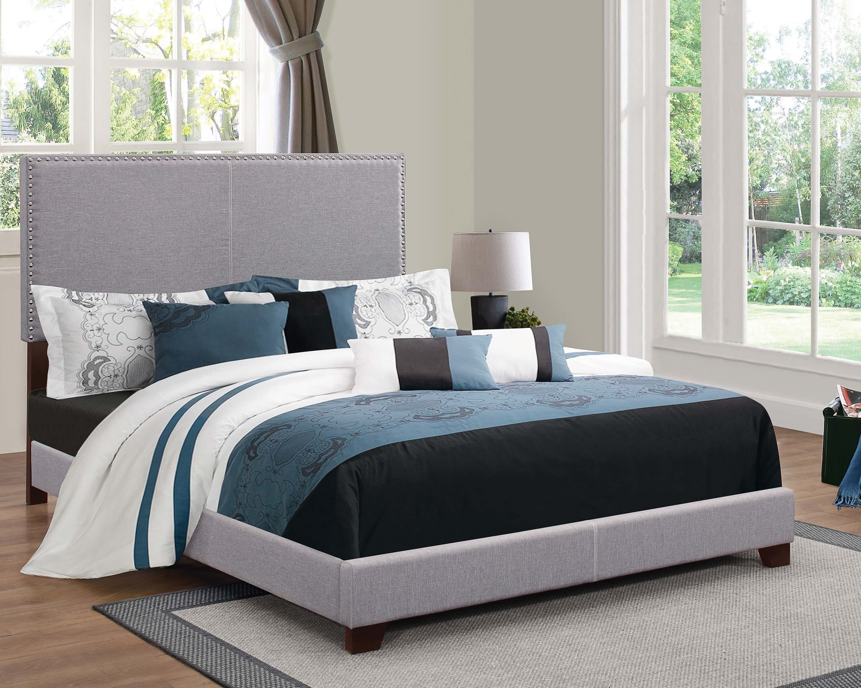 Boyd Fabric Upholstered Bed w/Nailhead Trim, Full Size