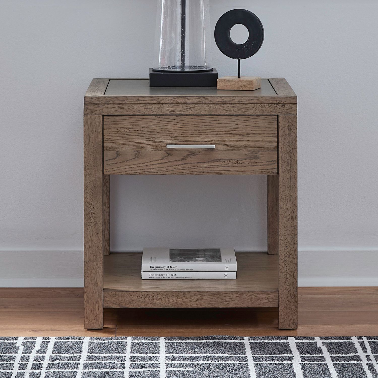 Corso Rectangular Faux Concrete/Wood End Table w/Drawer