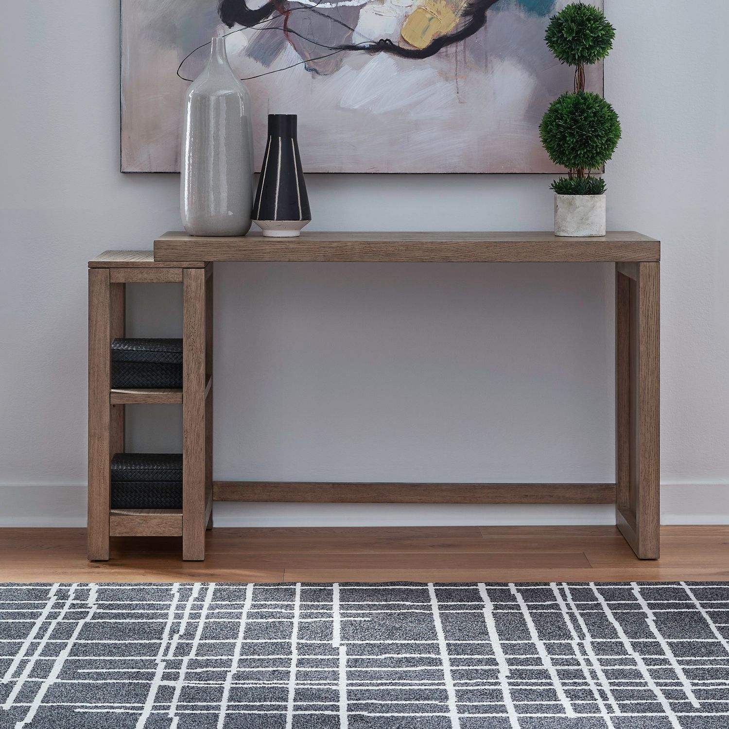 Corso Modern 3-Piece Console Bar Table Set - Natural & Concrete