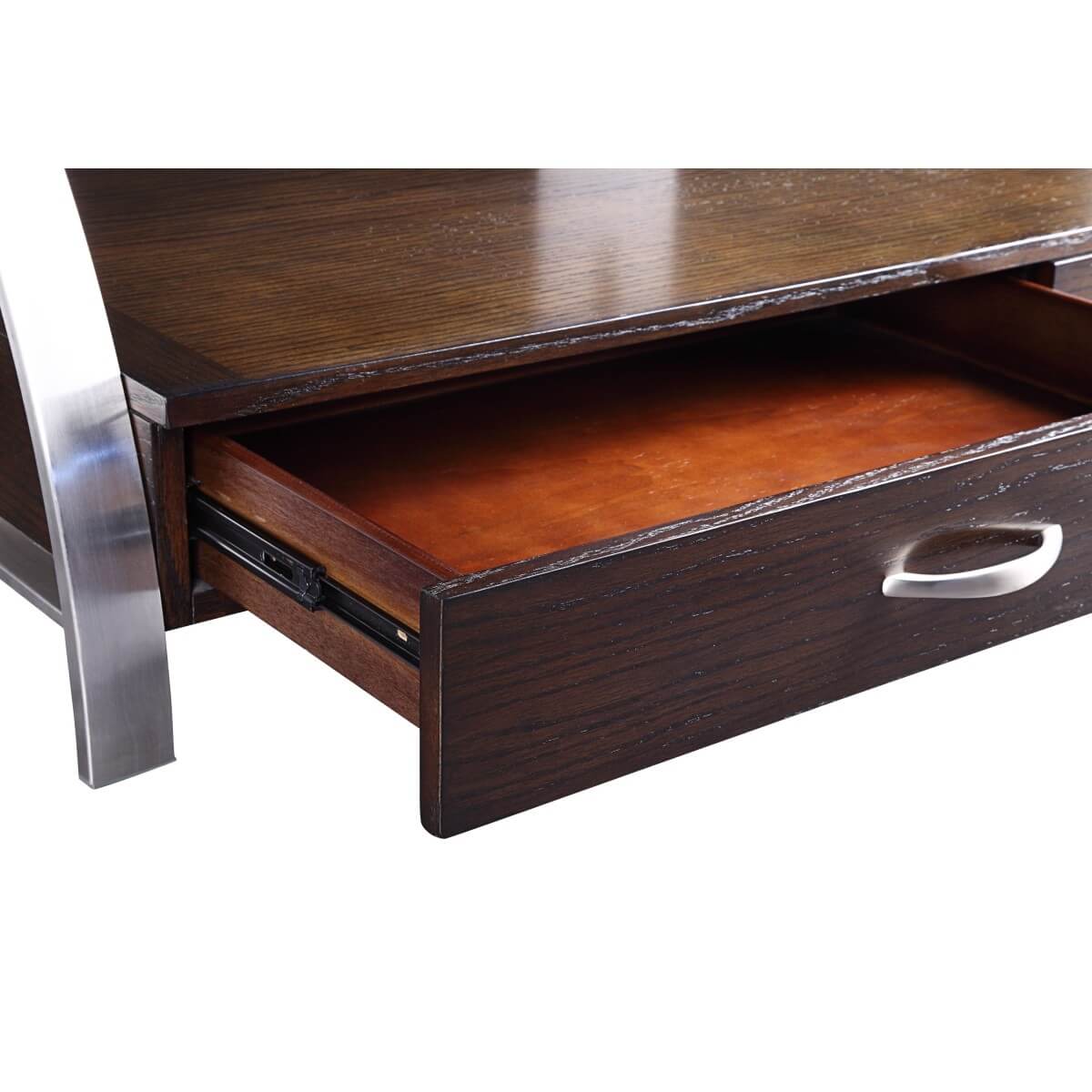 Tioga Wood/Stainless Steel TV Stand by Homelegance