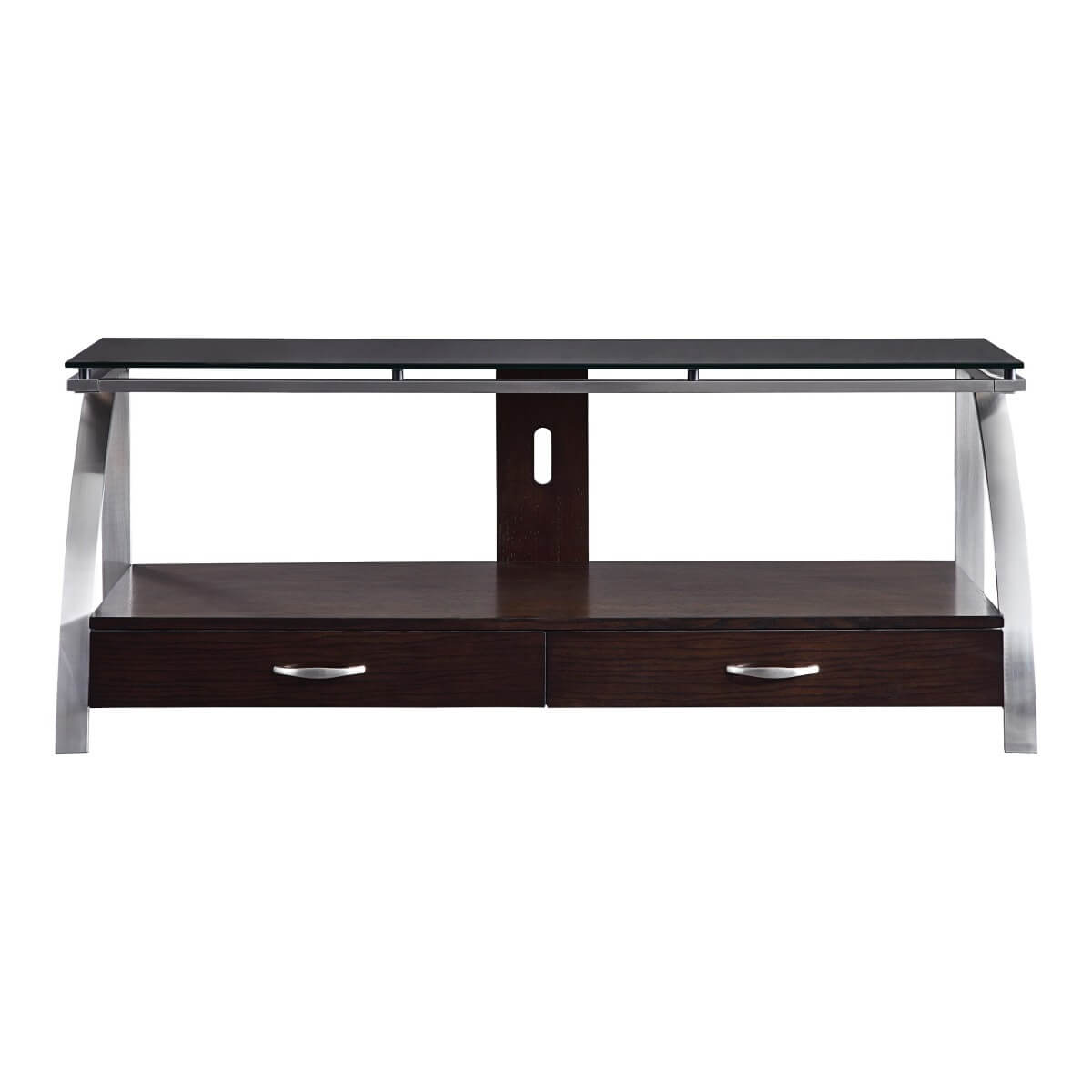 Tioga Wood/Stainless Steel TV Stand by Homelegance