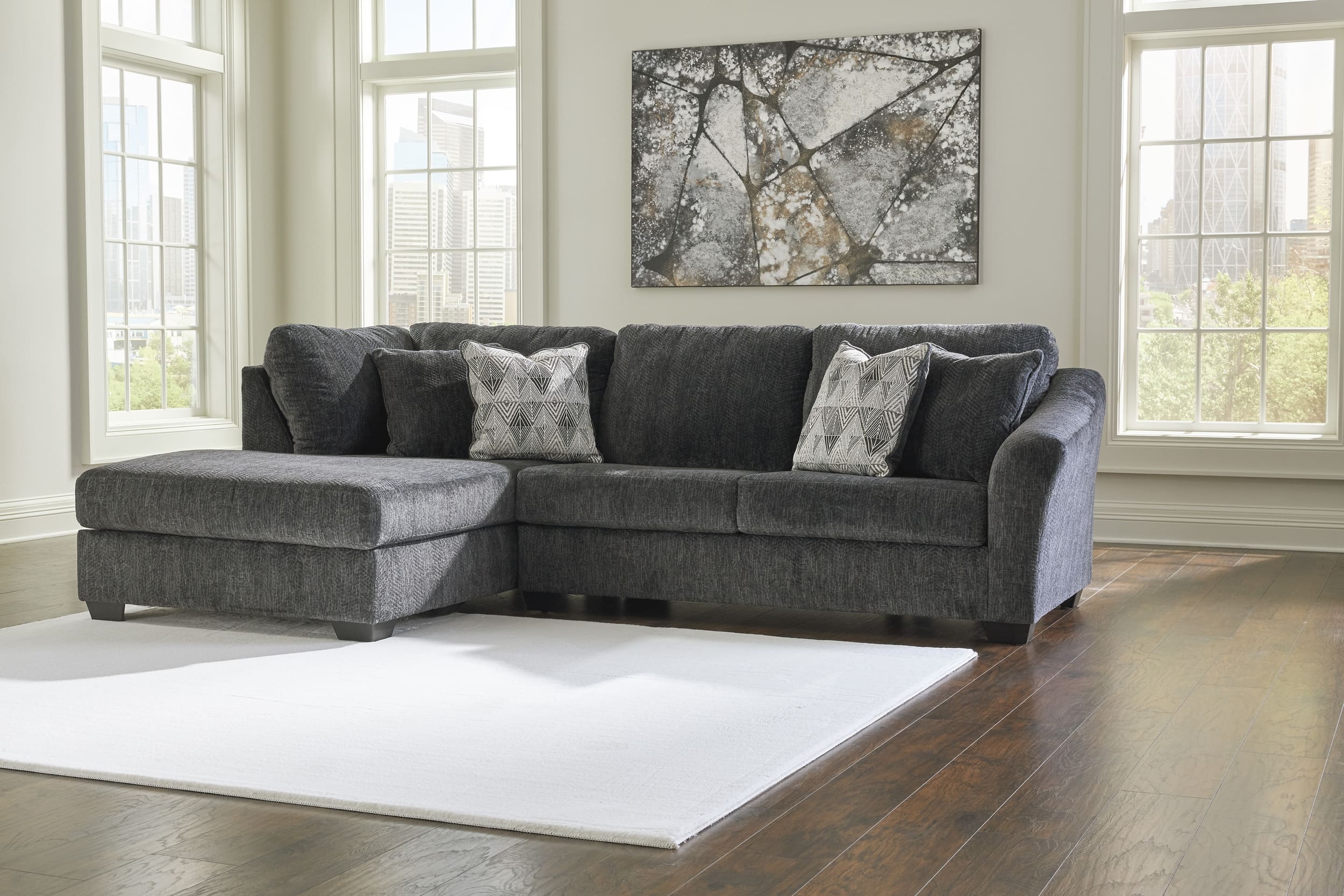 Biddeford 2-Piece Polyester L-Shaped Sectional Sleeper w/Left Arm Chaise Facing