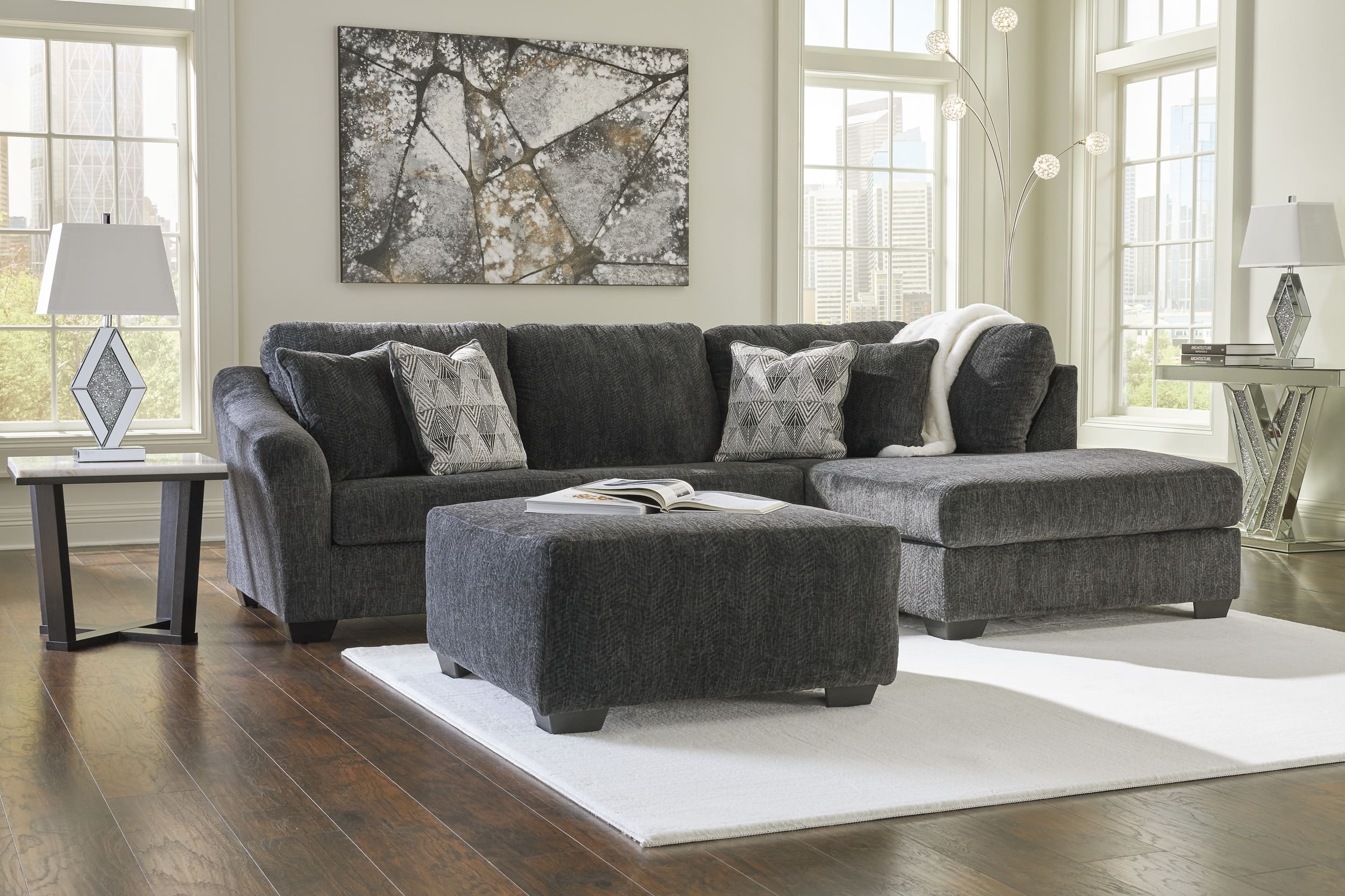 Biddeford 2-Piece Polyester L-Shaped Sectional w/Left Arm Chaise Facing
