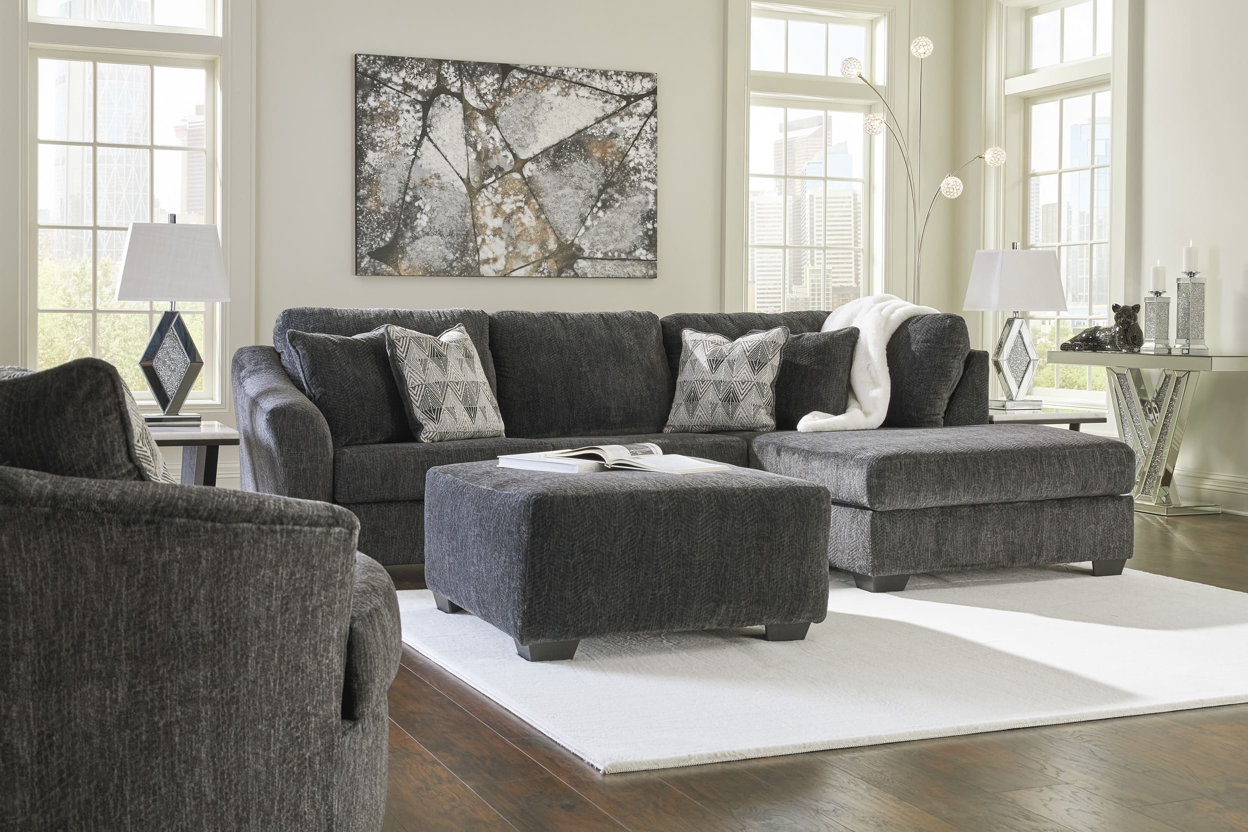 Biddeford 2-Piece Polyester L-Shaped Sectional Sleeper w/Right Arm Chaise Facing