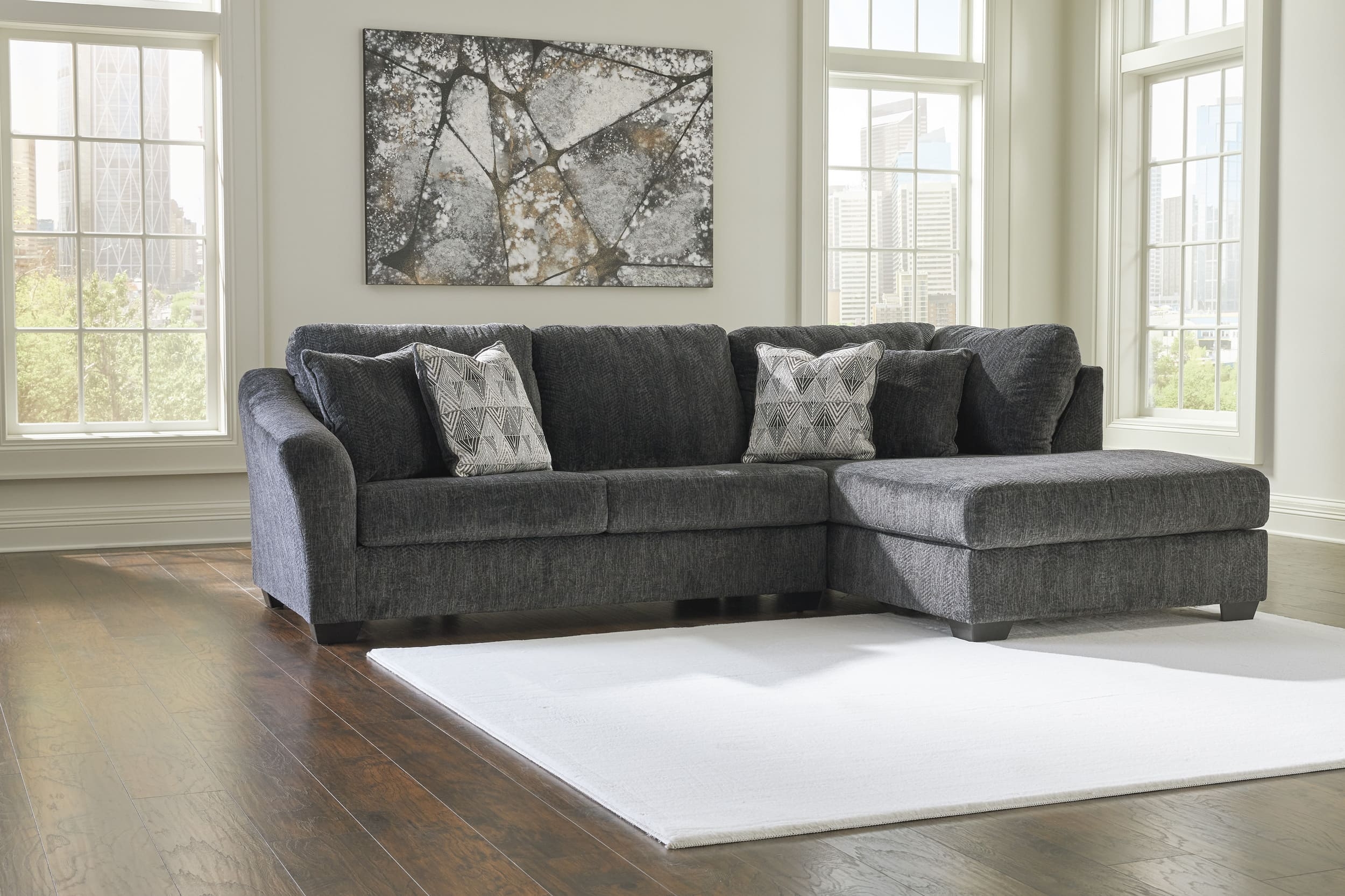 Biddeford 2-Piece Polyester L-Shaped Sectional Sleeper w/Right Arm Chaise Facing