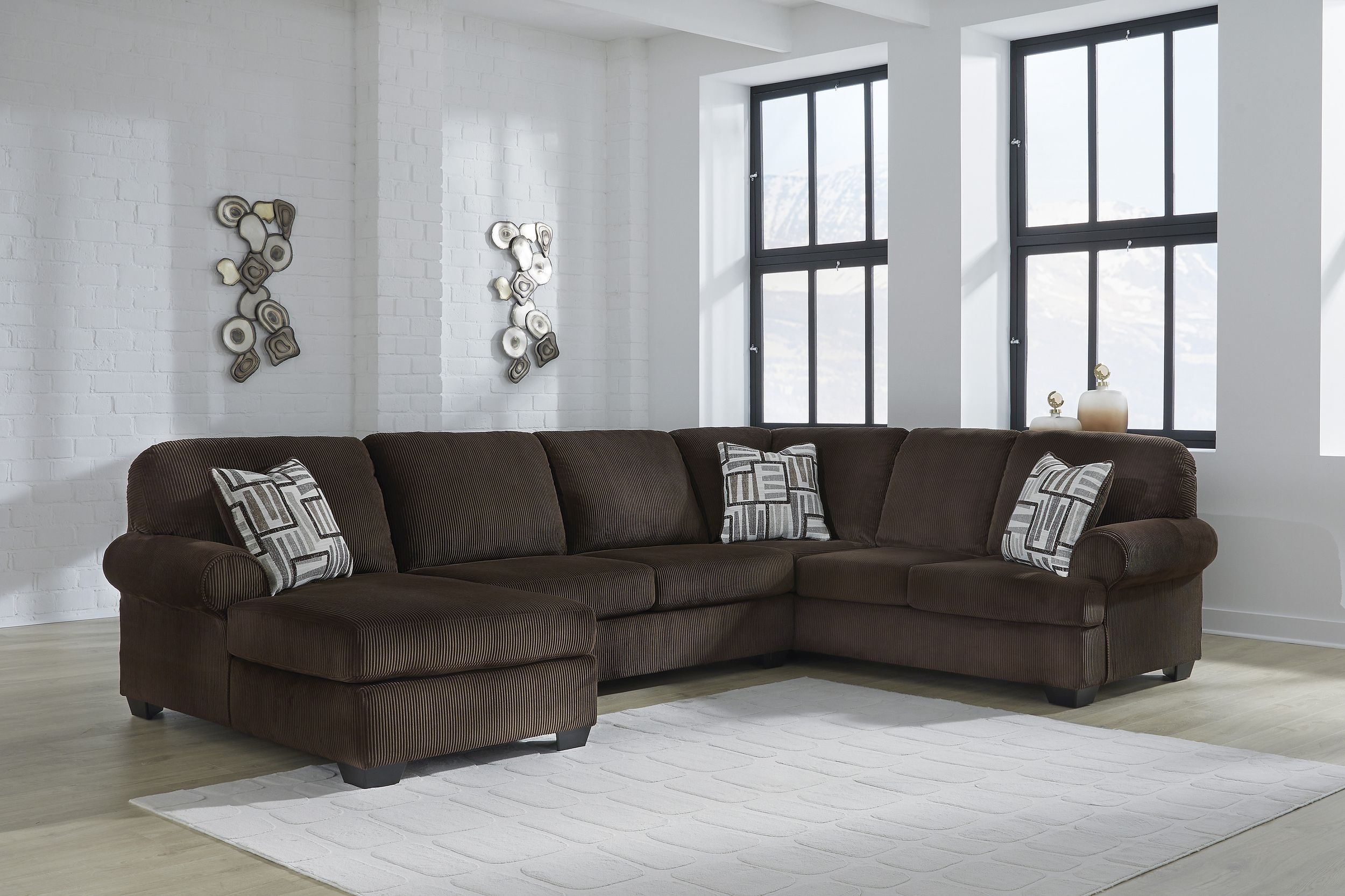 Kimlee 3-Piece Polyester U-Shaped Sectional Sofa w/Left Arm Chaise Facing