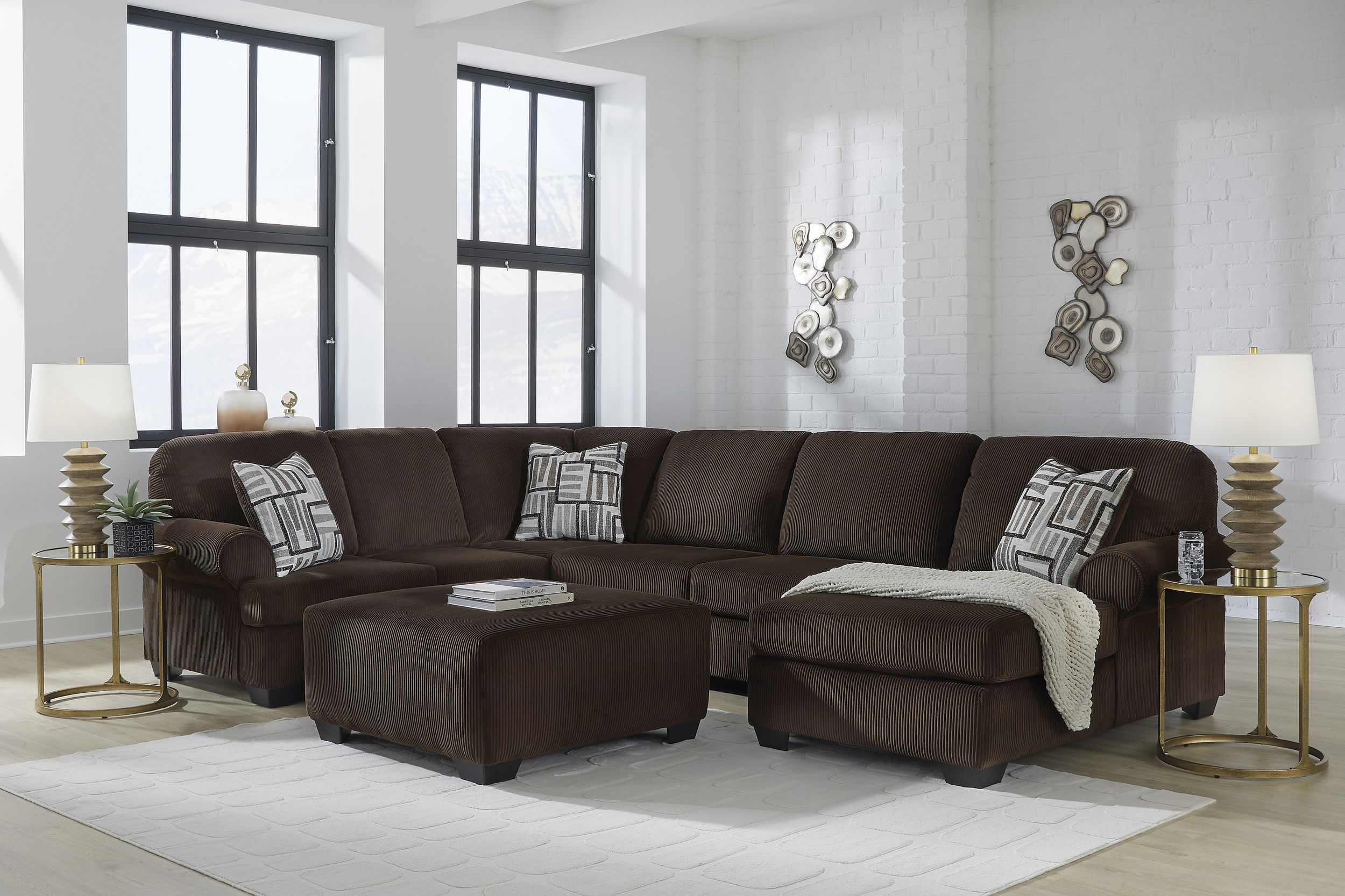 Kimlee 3-Piece Polyester U-Shaped Sectional Sofa w/Left Arm Chaise Facing