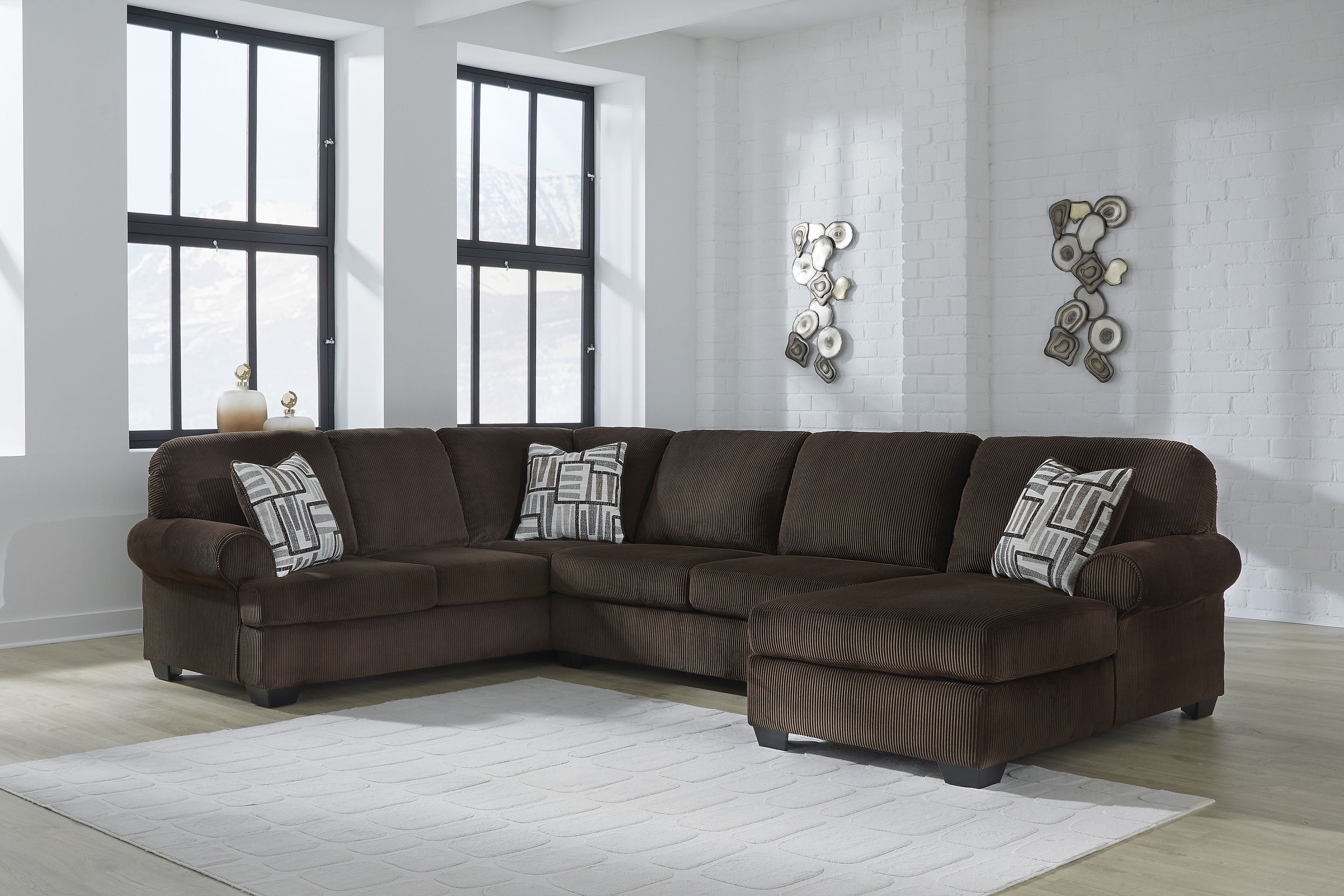 Kimlee 3-Piece Polyester U-Shaped Sectional Sofa w/Left Arm Chaise Facing