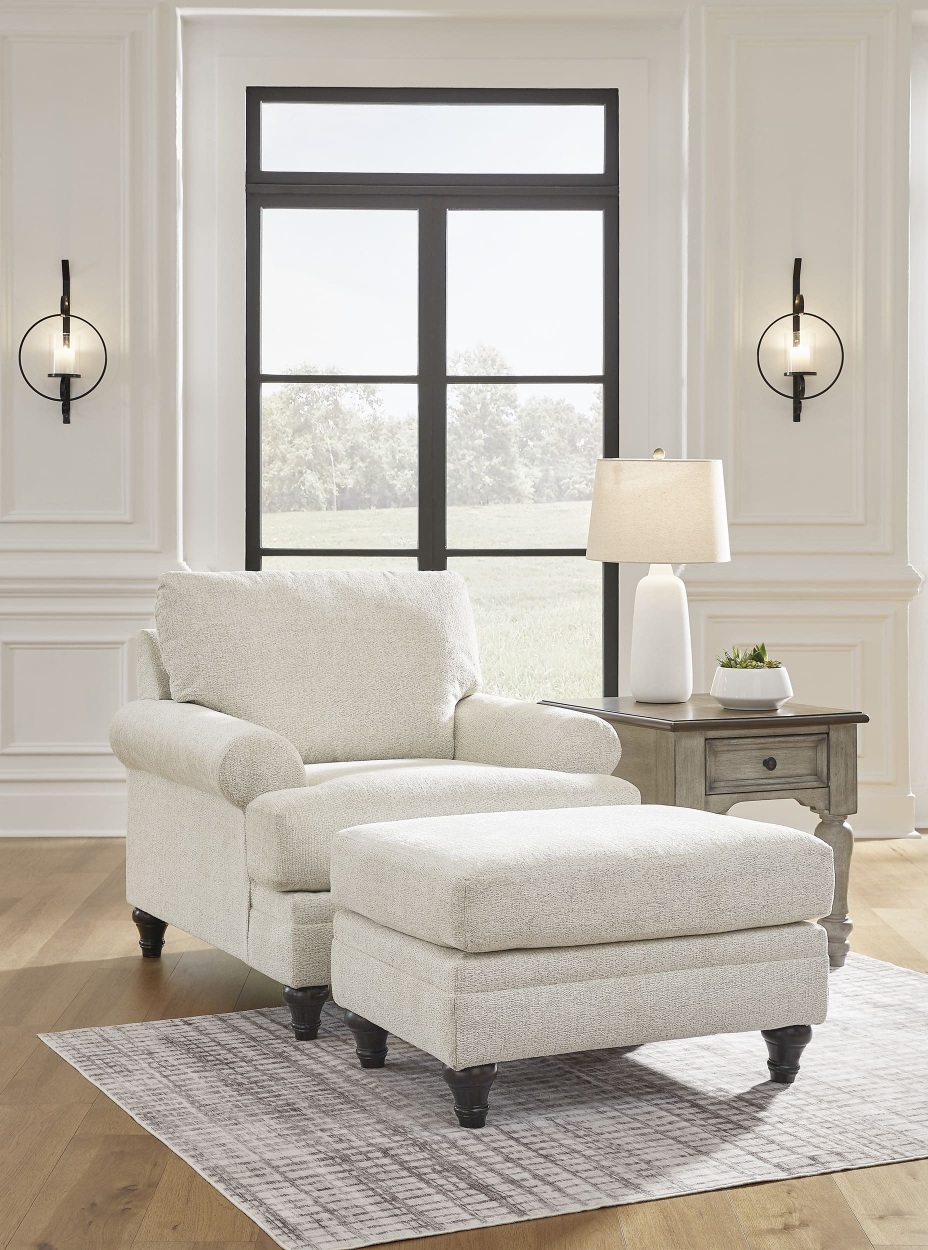 Ashley Valerani Polyester Chair And Ottoman