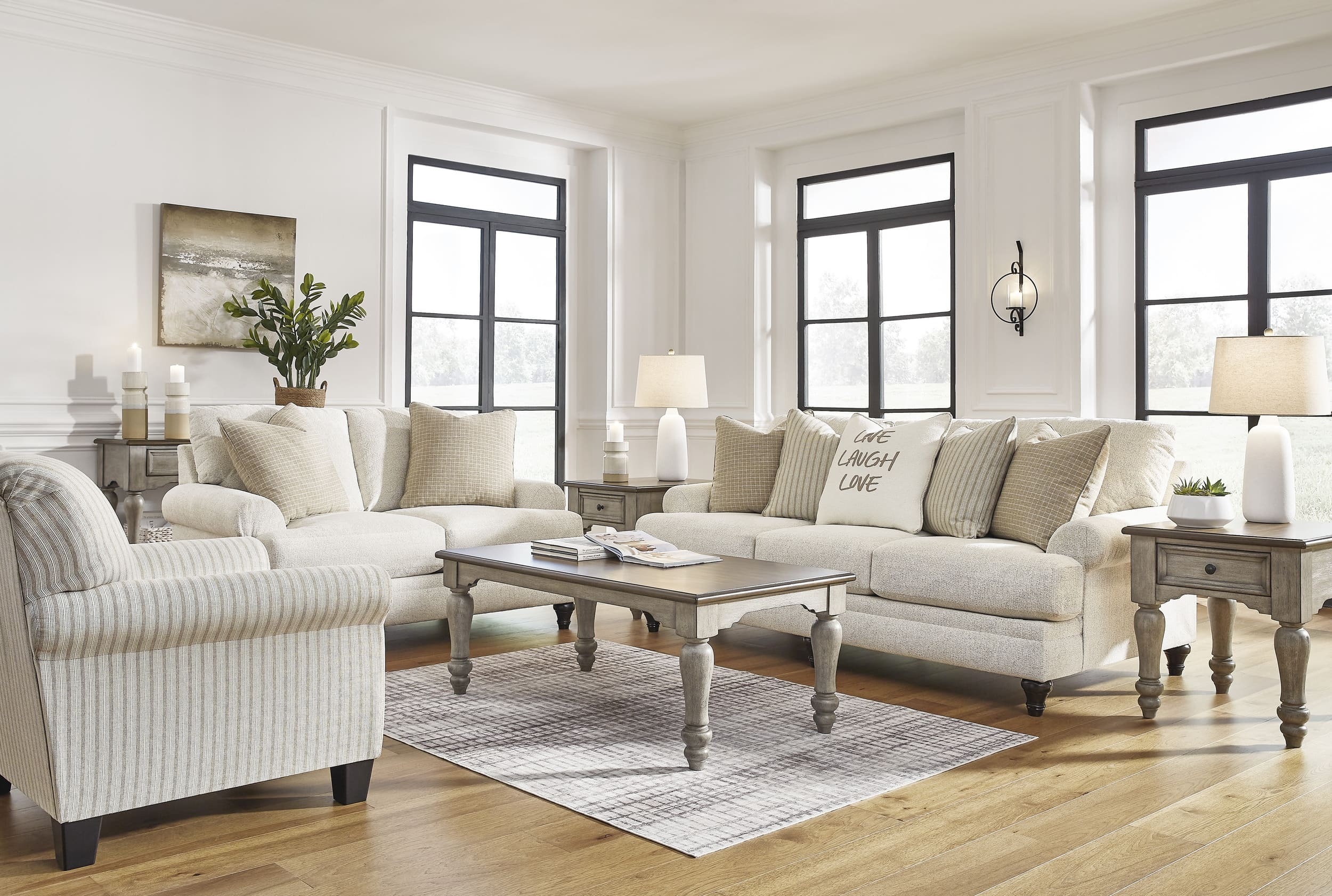 Ashley Valerani Accent Sandstone Sofa And Chair