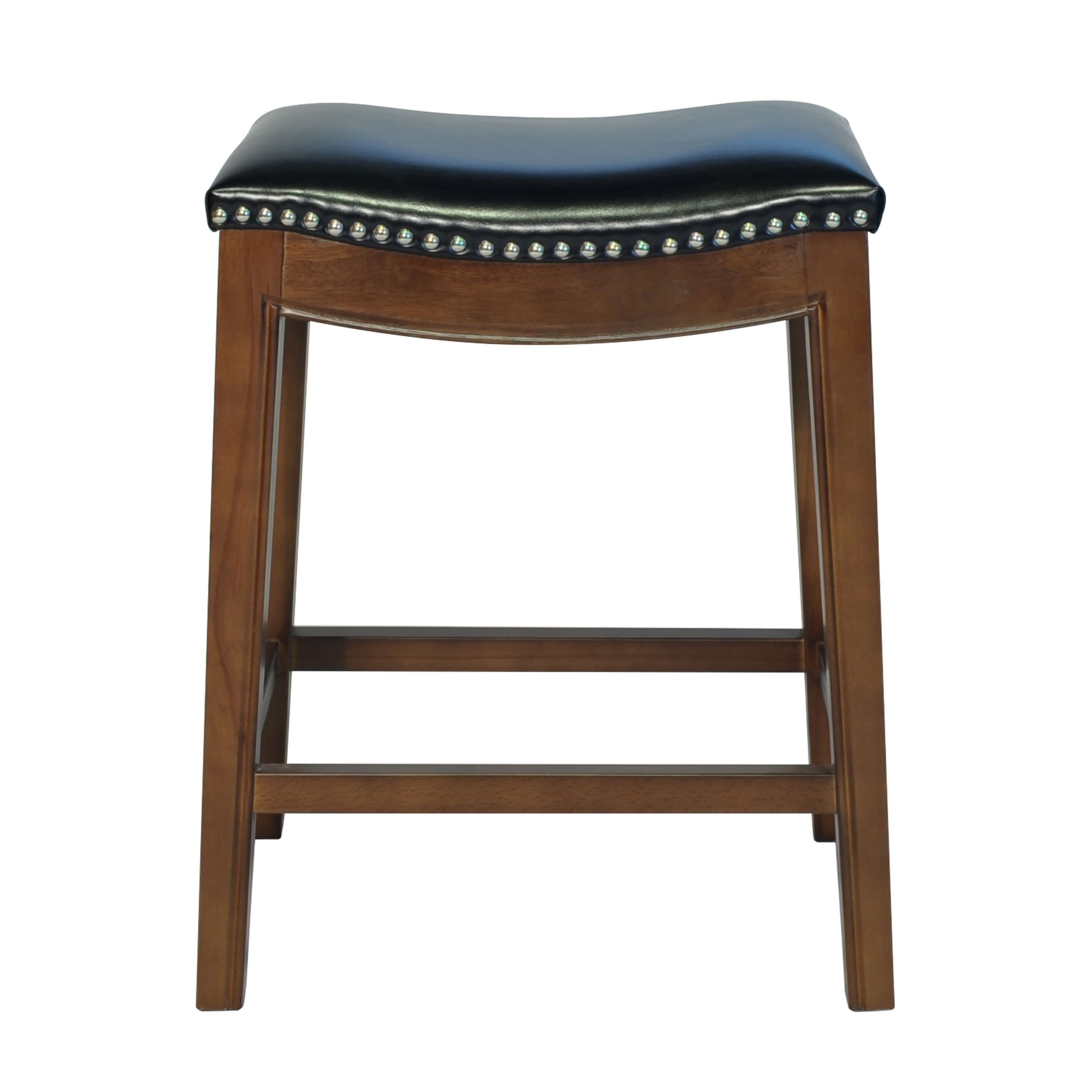 Elmo Bonded Leather Counter Stool, Cinnamon Wood Base