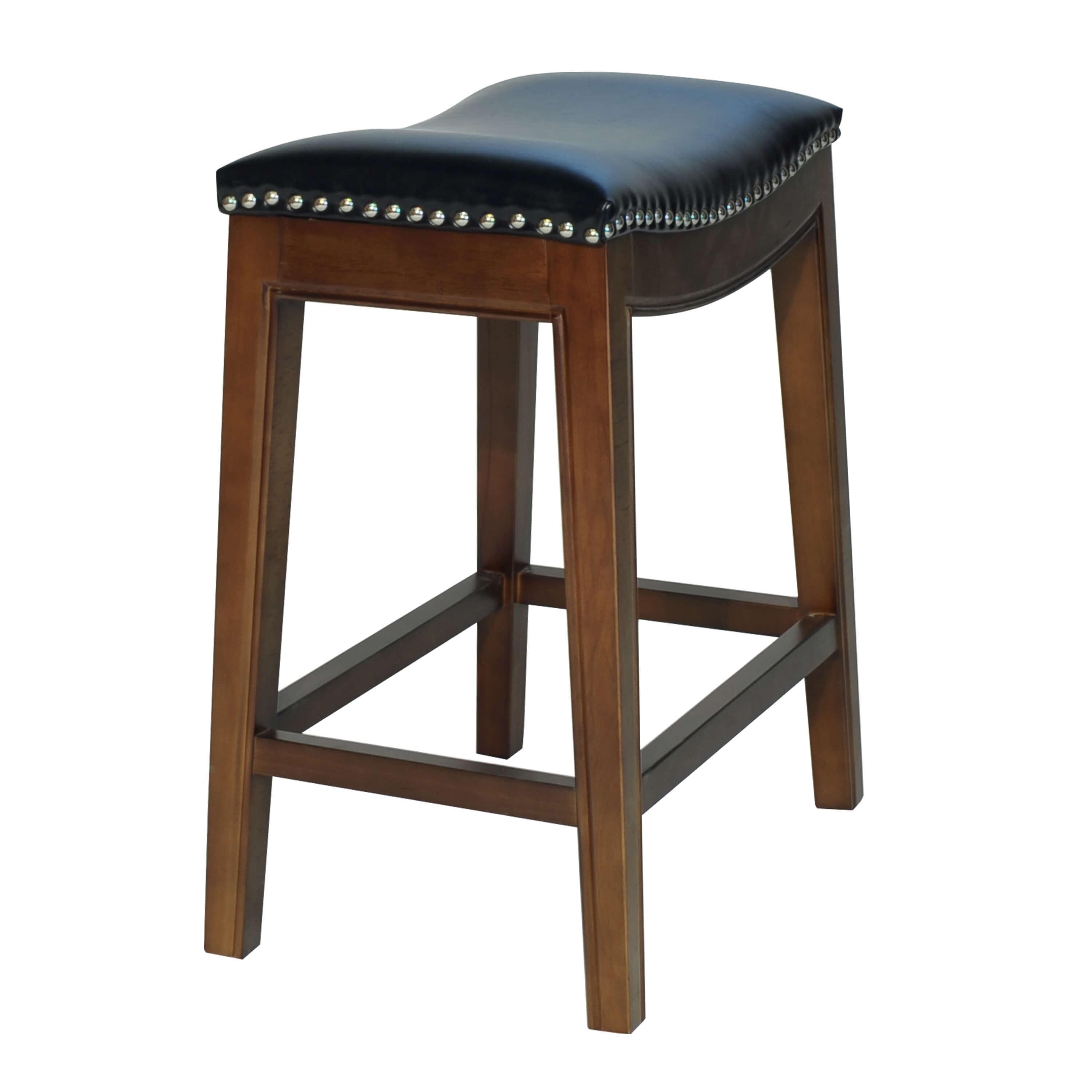 Elmo Bonded Leather Counter Stool, Cinnamon Wood Base