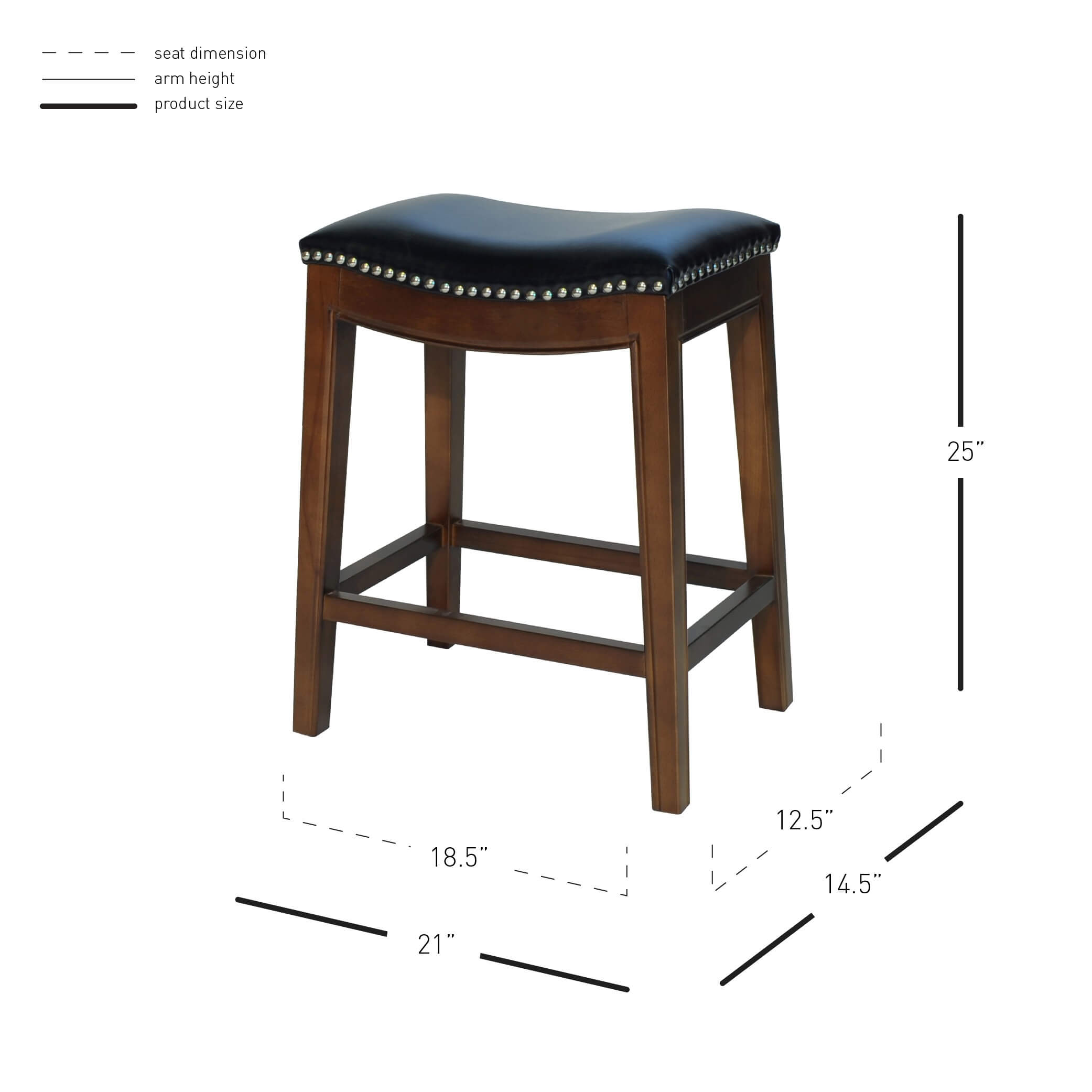 Elmo Bonded Leather Counter Stool, Cinnamon Wood Base