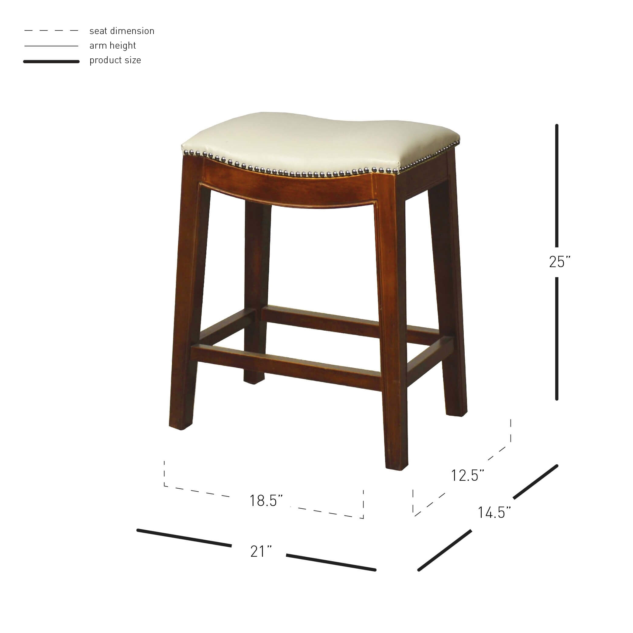 Elmo Bonded Leather Counter Stool, Cinnamon Legs