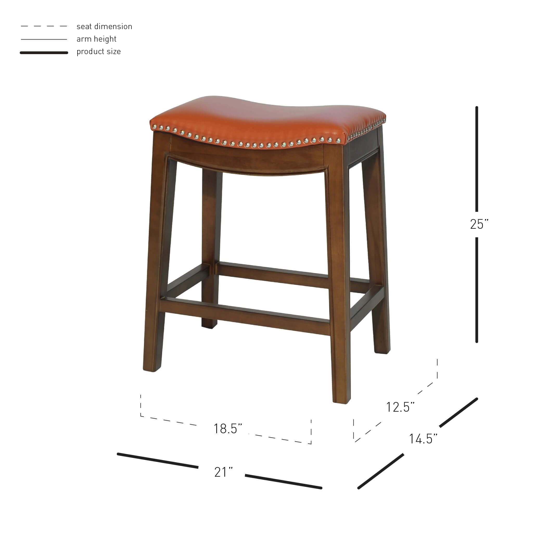 Elmo Bonded Leather Counter Stool, Cinnamon Legs