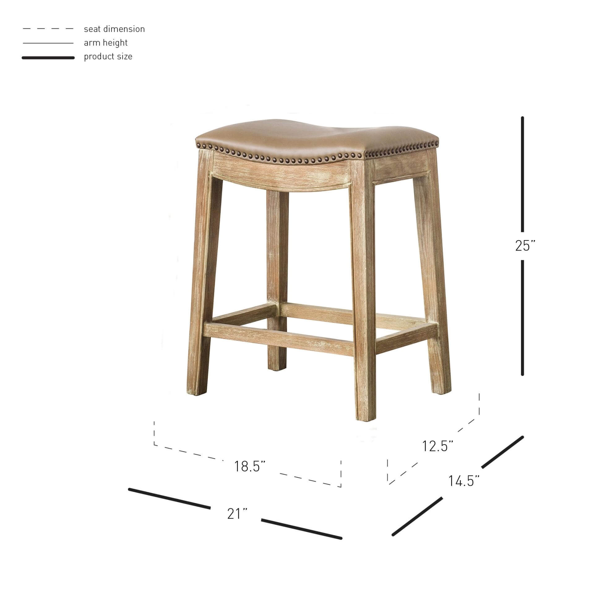 Elmo Bonded Leather Counter Stool, Weathered Smoke Legs