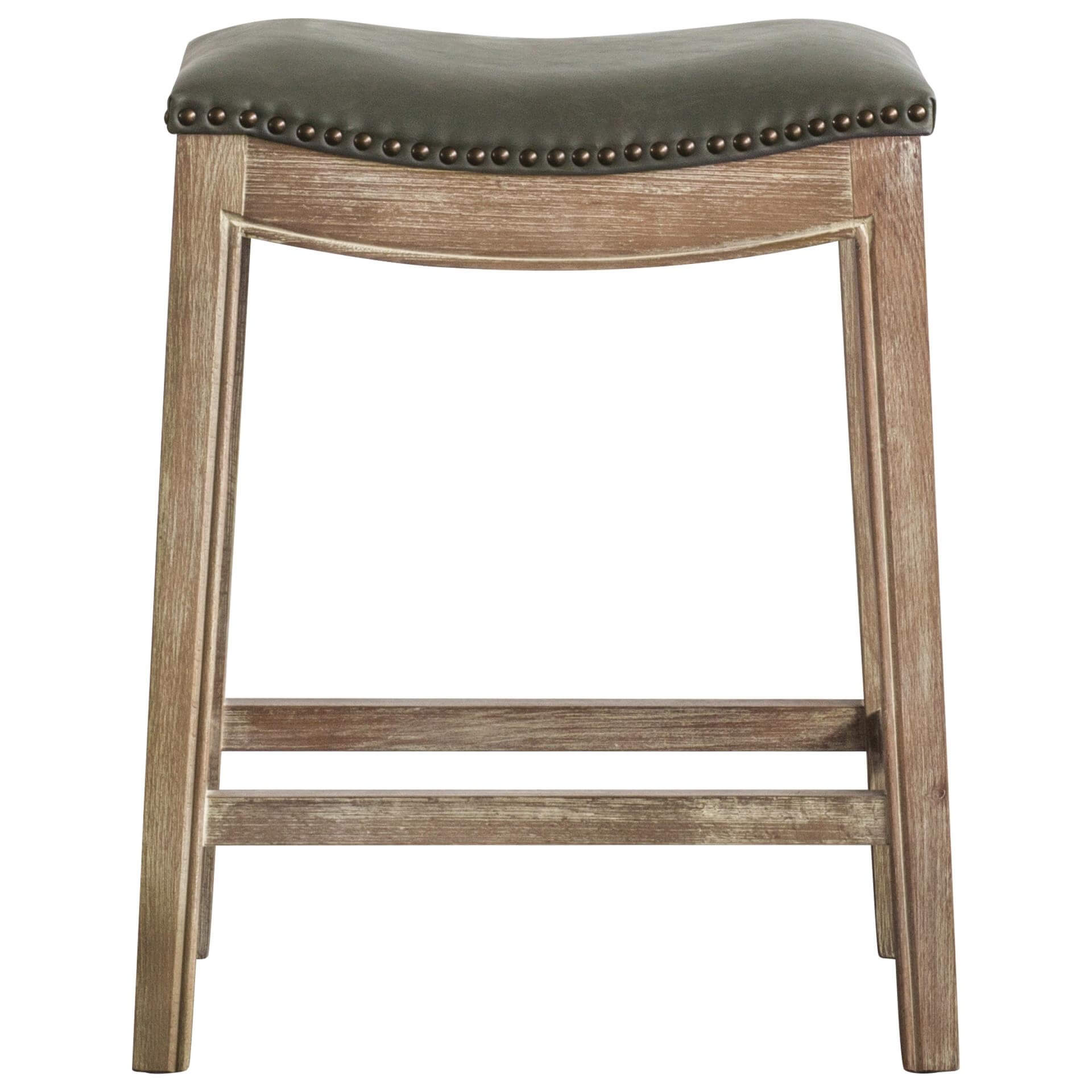 Elmo Bonded Leather Counter Stool, Weathered Smoke Legs