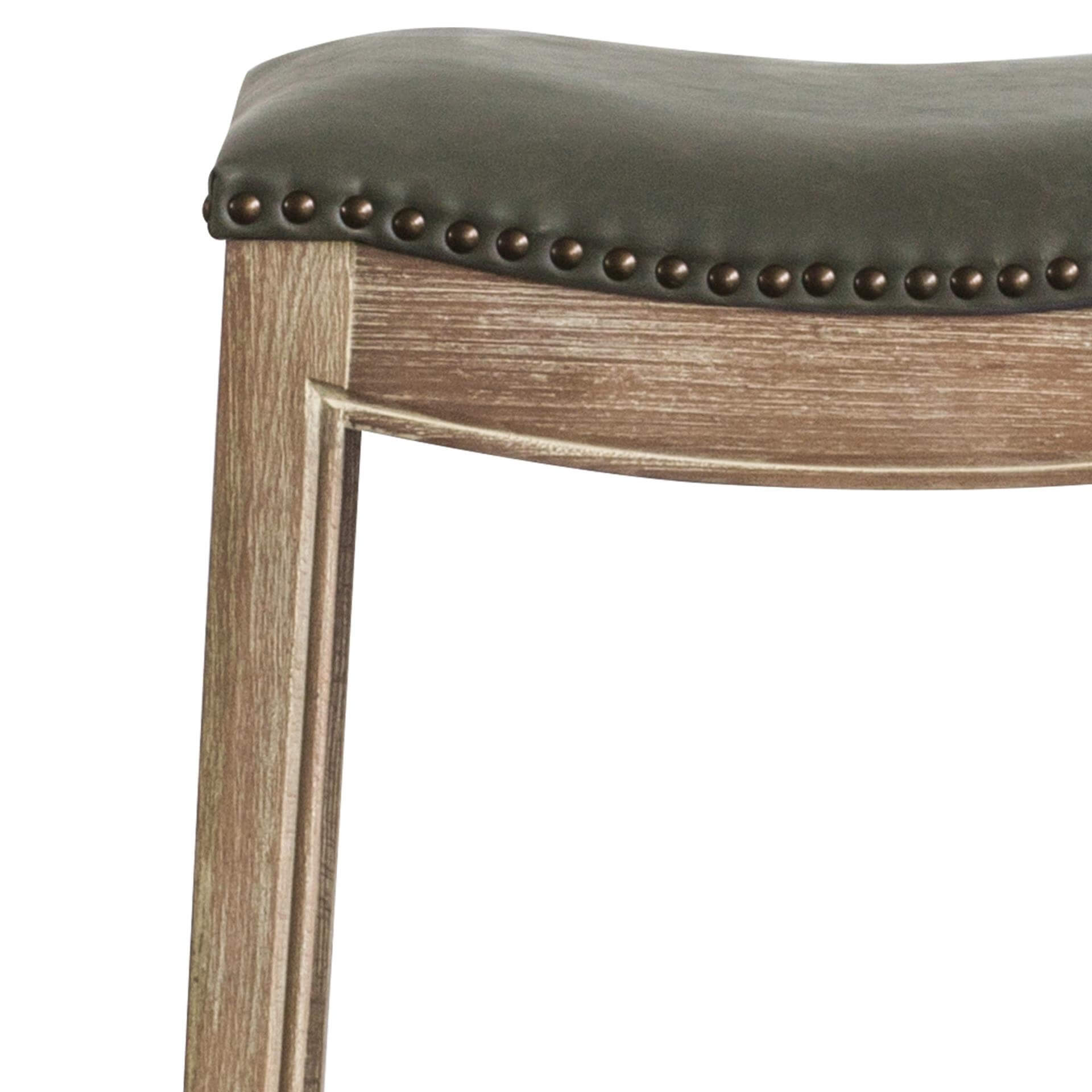 Elmo Bonded Leather Counter Stool, Weathered Smoke Legs