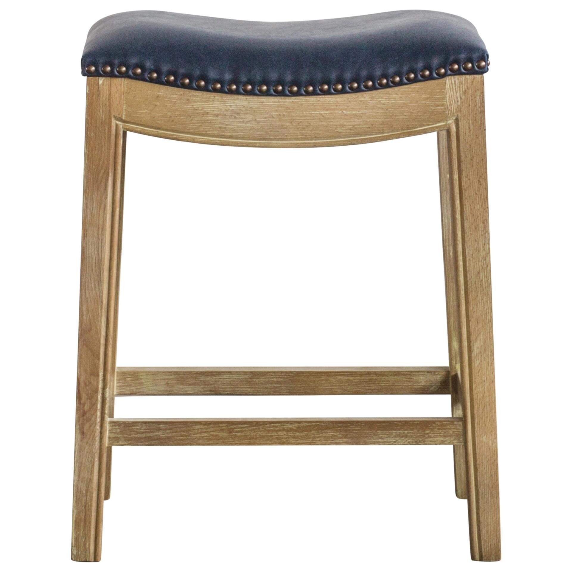 Elmo Bonded Leather Counter Stool, Weathered Smoke Legs