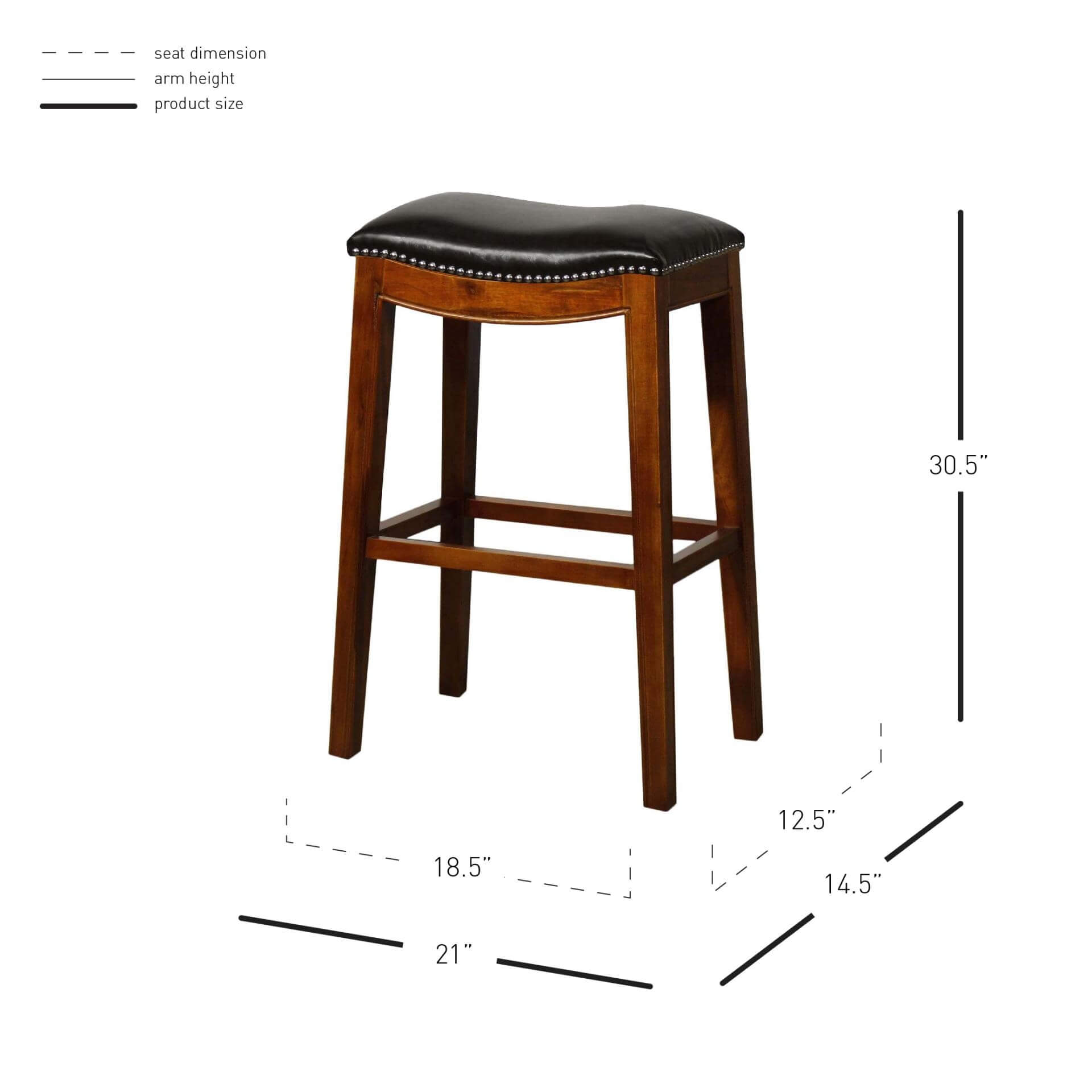 Elmo Bonded Leather Bar Stool, Cinnamon Legs