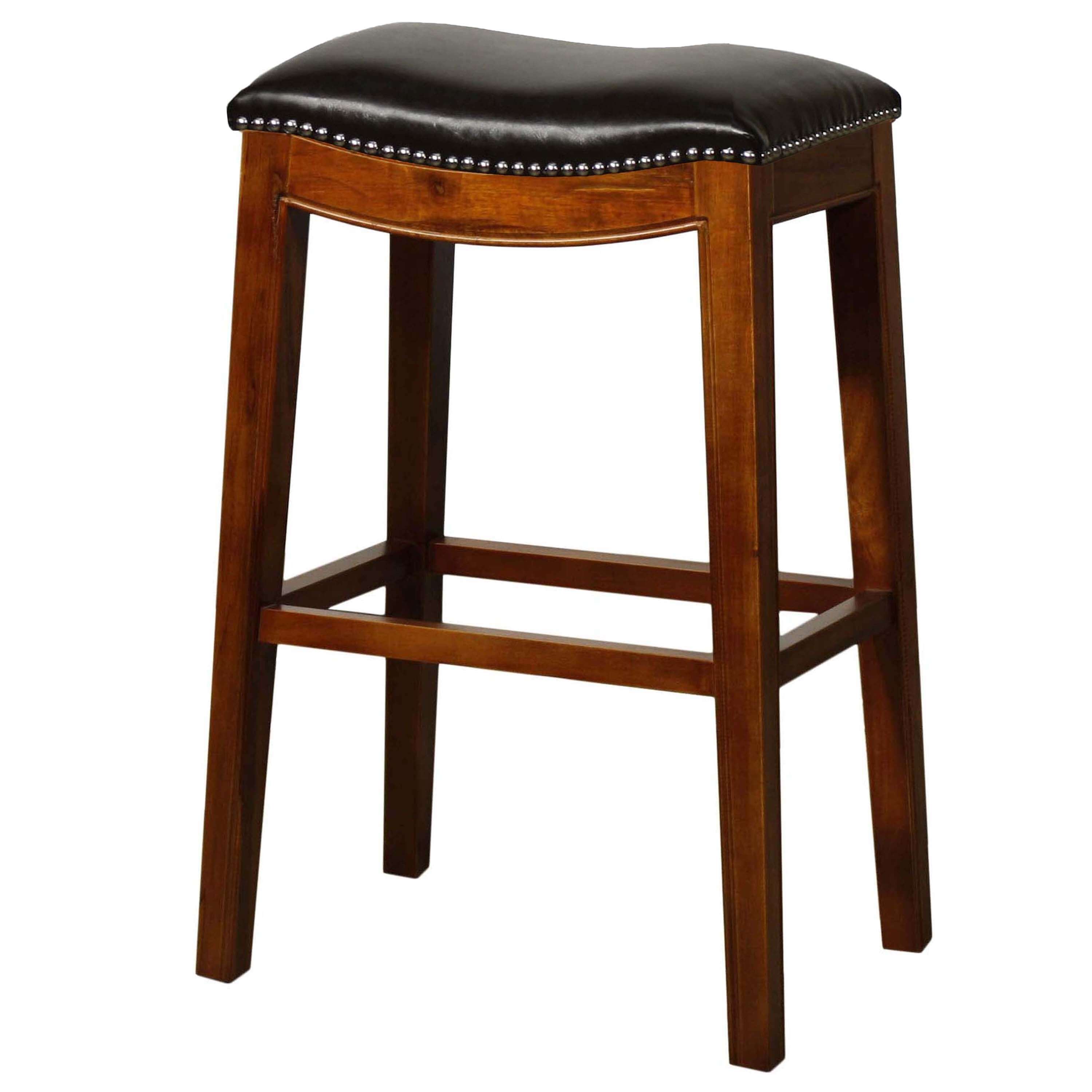 Elmo Bonded Leather Bar Stool, Cinnamon Wood Legs