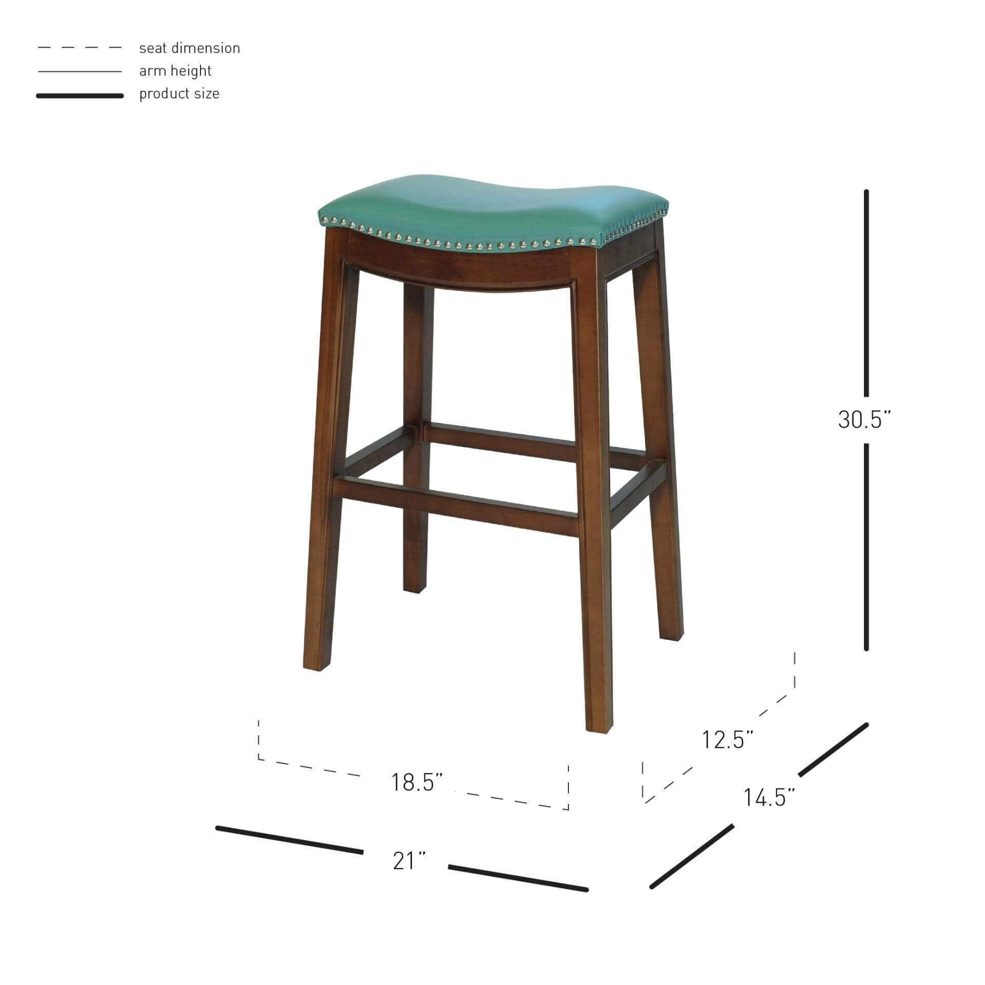 Elmo Bonded Leather Bar Stool, Cinnamon Legs