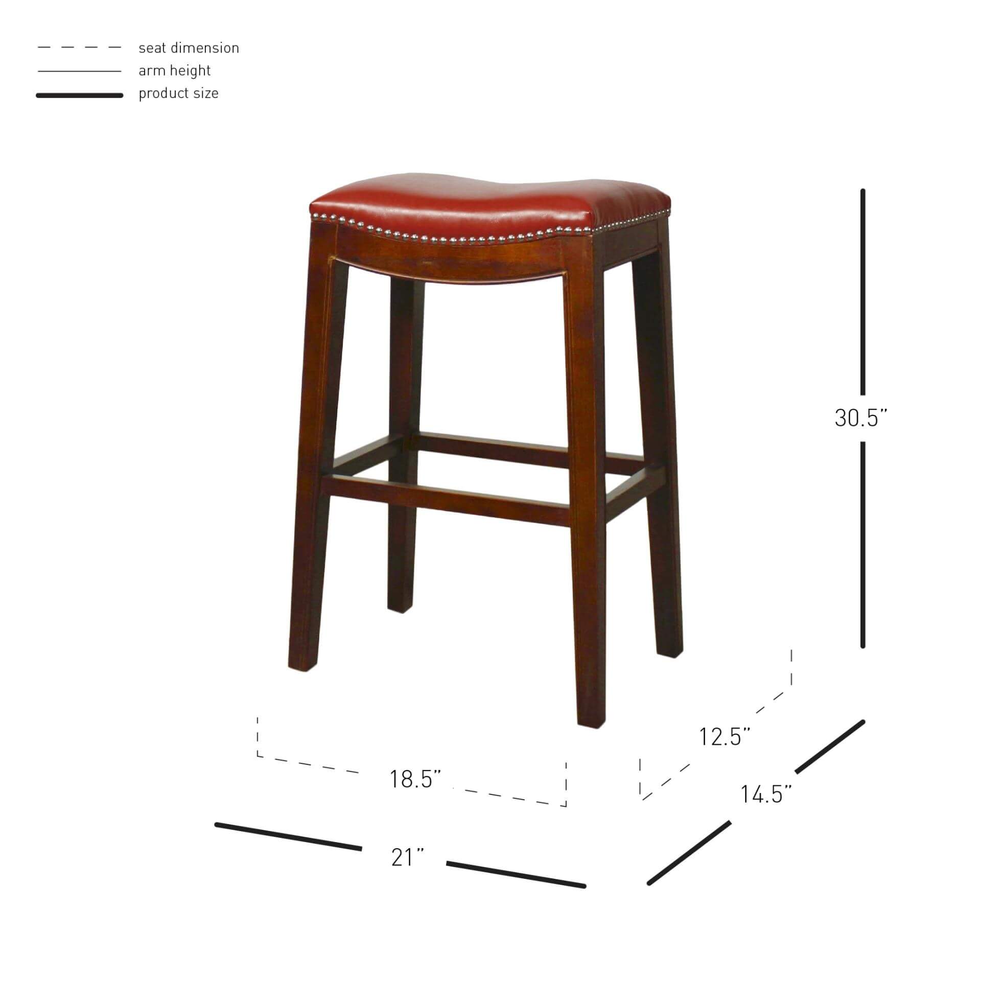 Elmo Bonded Leather Bar Stool, Cinnamon Legs