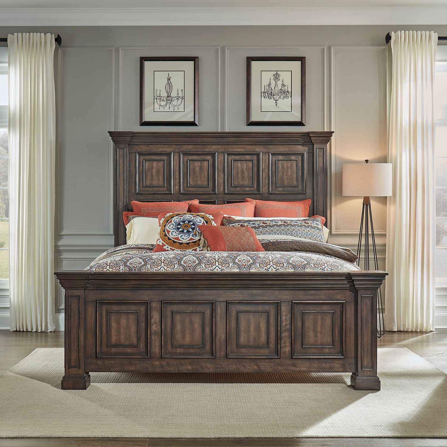 Big Valley Mansion Panel Bedroom Set | Rustic Brownstone