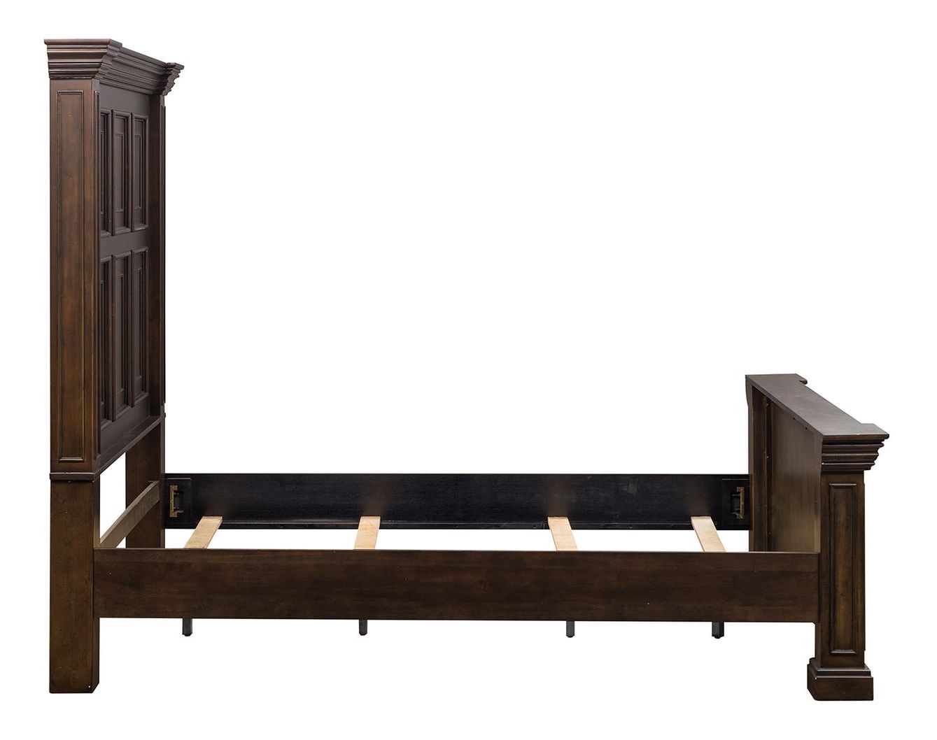 Big Valley Rustic Wood Mansion Panel Bed | Brownstone Finish