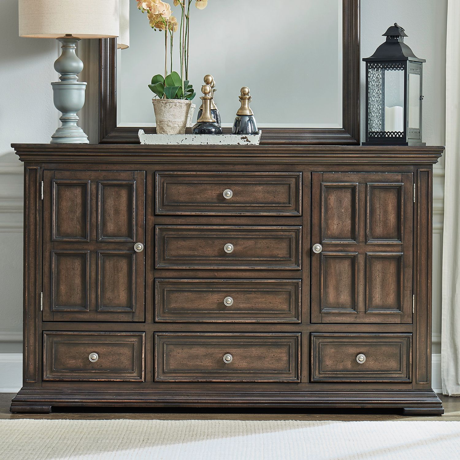 Big Valley Mansion Panel Bedroom Set | Rustic Brownstone