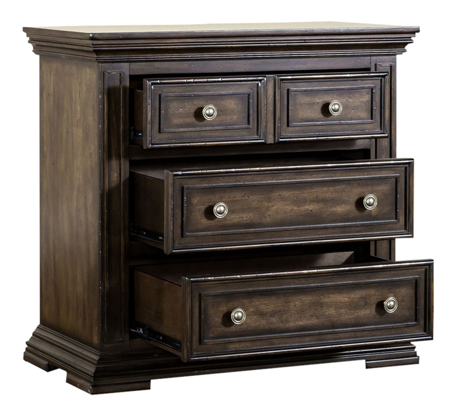 Big Valley Wood Bedside Chest w/Charging Station & 3 Drawers