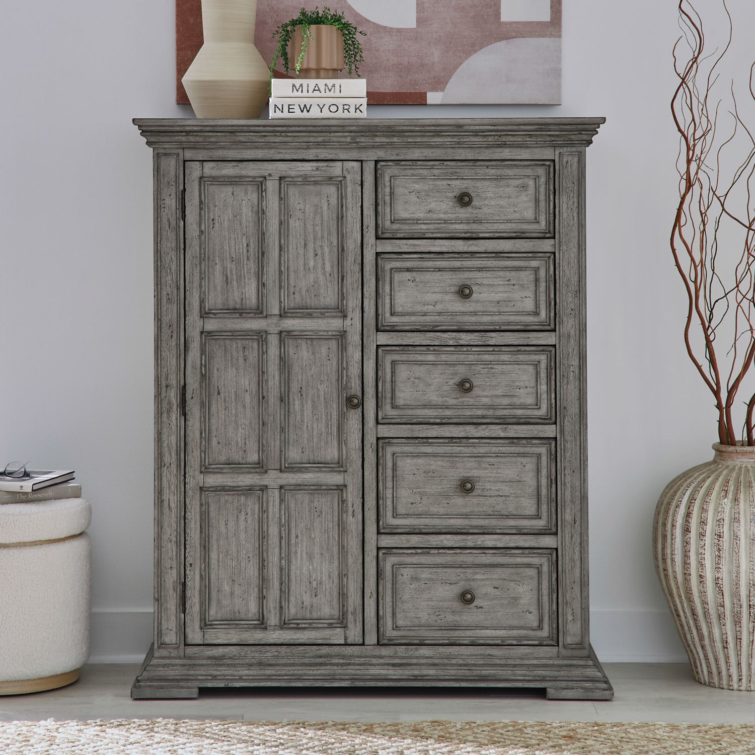 Big Valley Wood Chest w/5 Drawers & Door