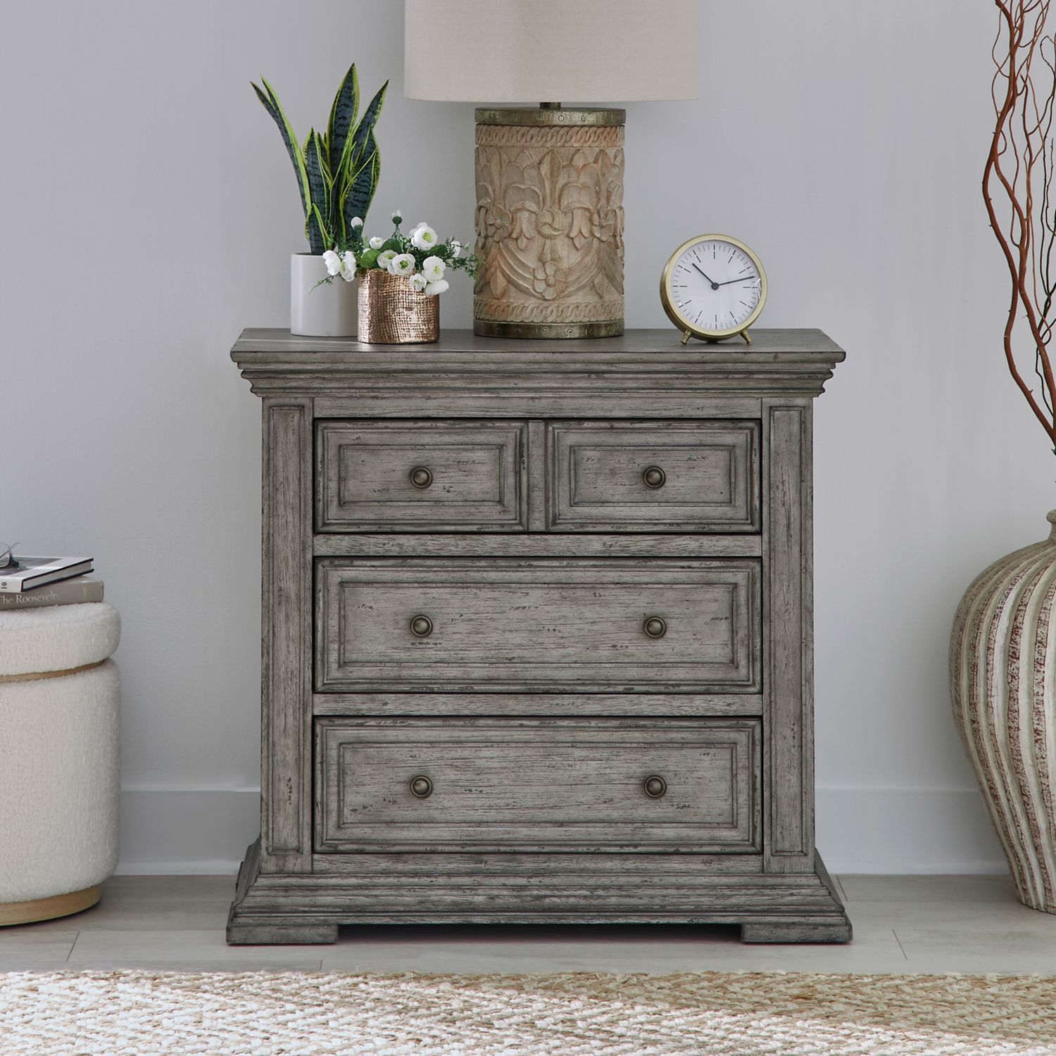 Big Valley Wood Bedside Chest w/Charging Station & 3 Drawers