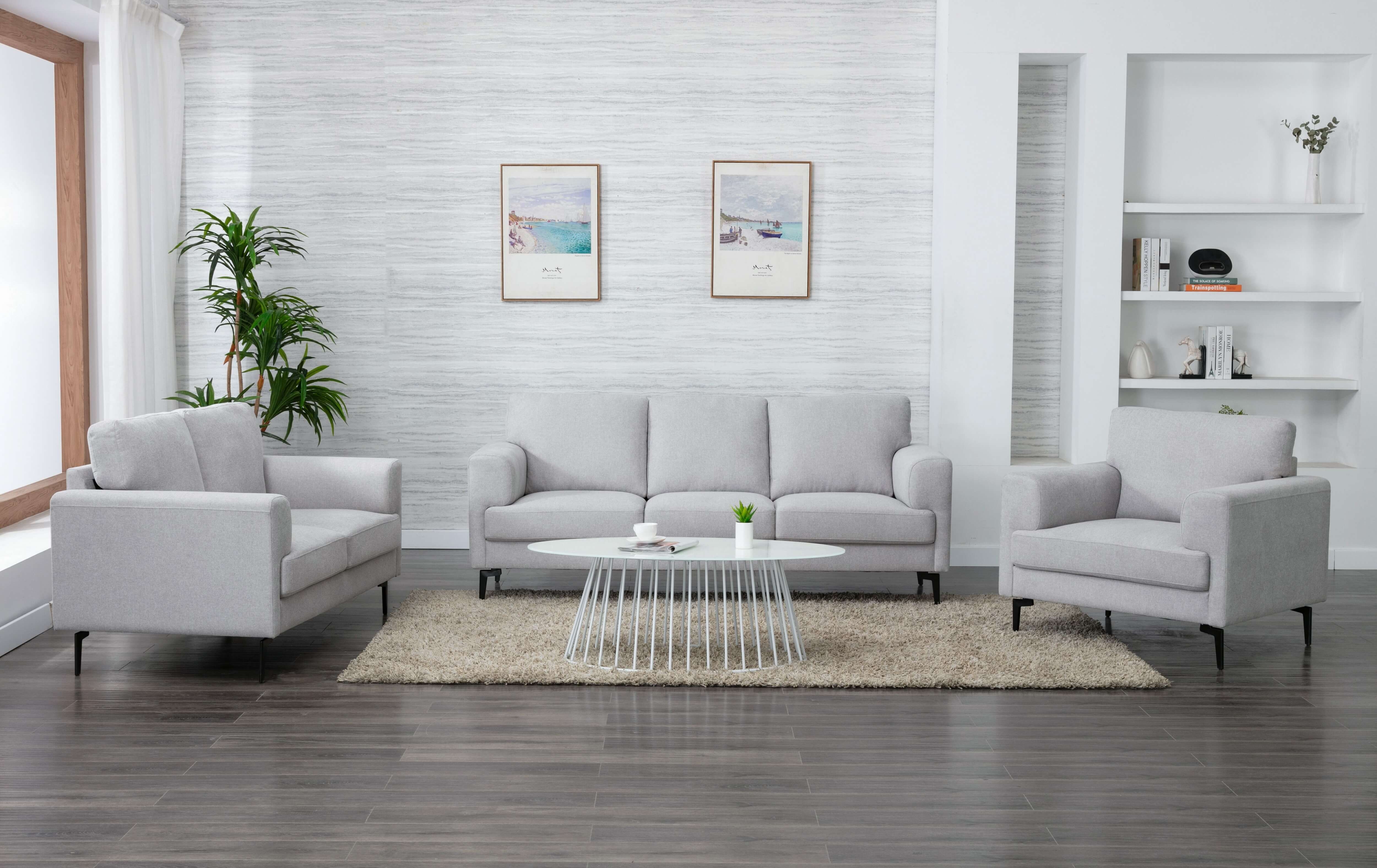 Kyrene Grey 84" Fabric Sofa | Track Arms