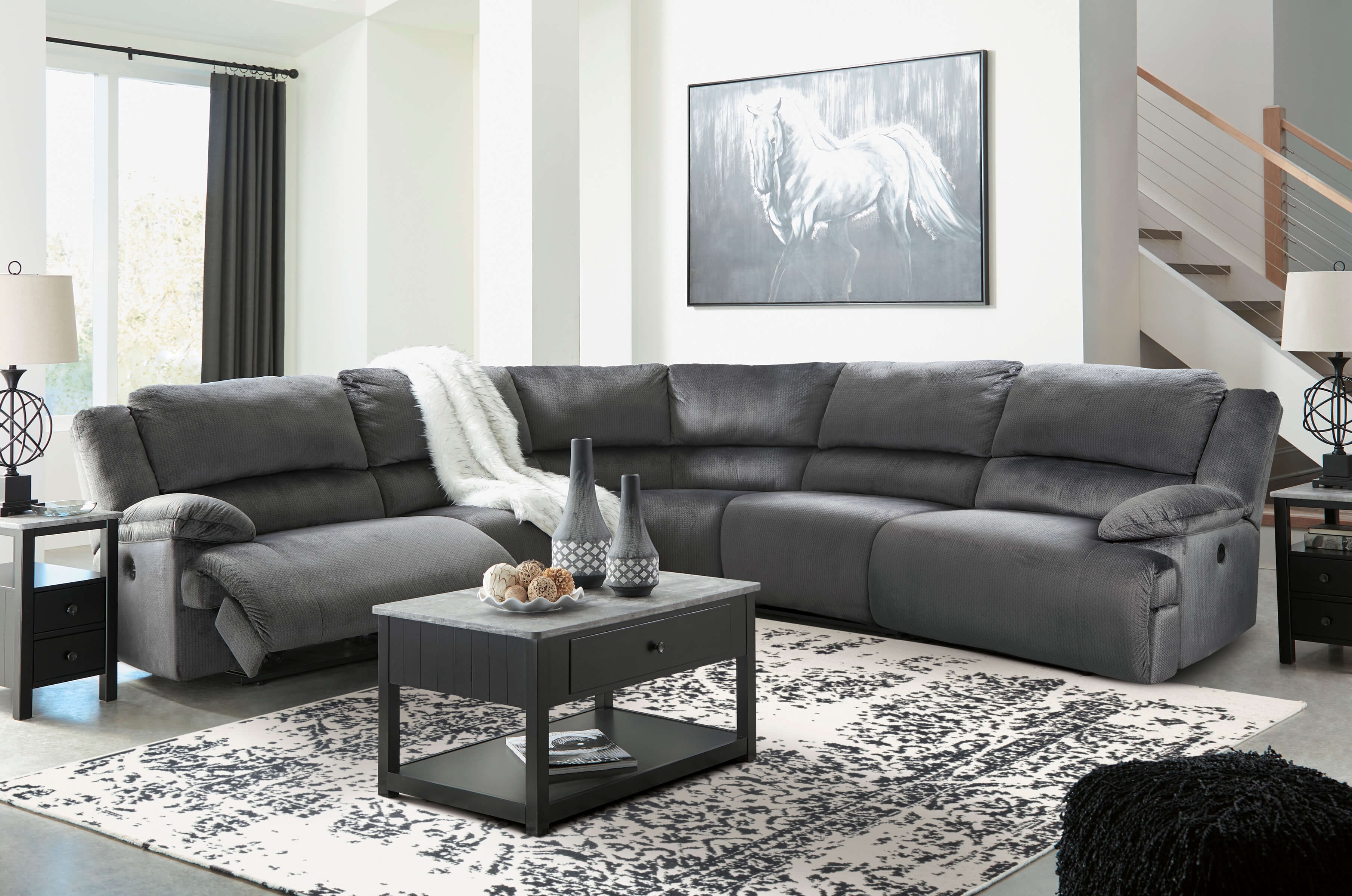 Clonmel 5-Piece Microfiber Power Reclining Sectional Sofa