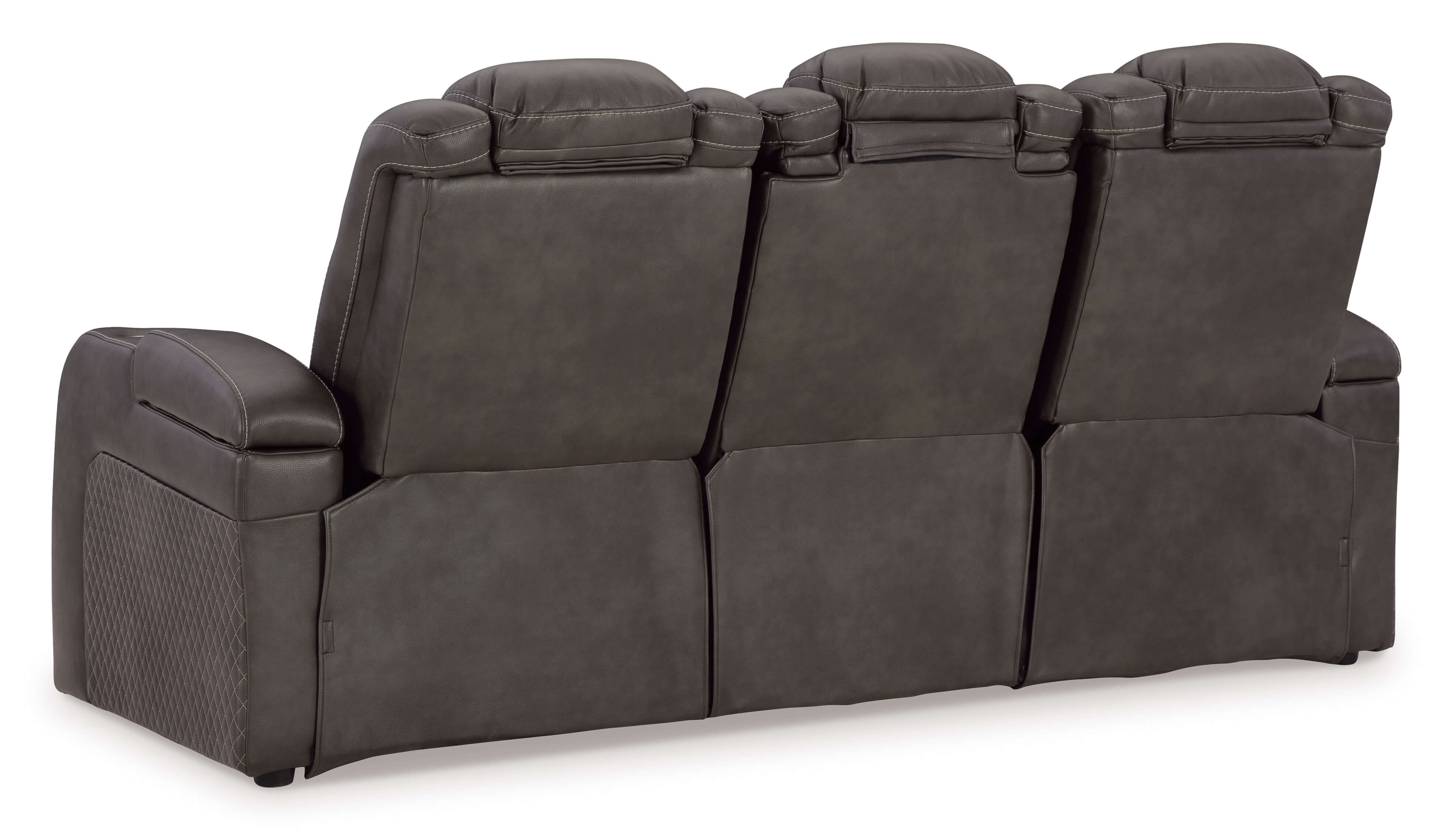 Fyne-Dyme Polyester/PU Power Reclining Sofa w/Ambient Blue LED Lighting