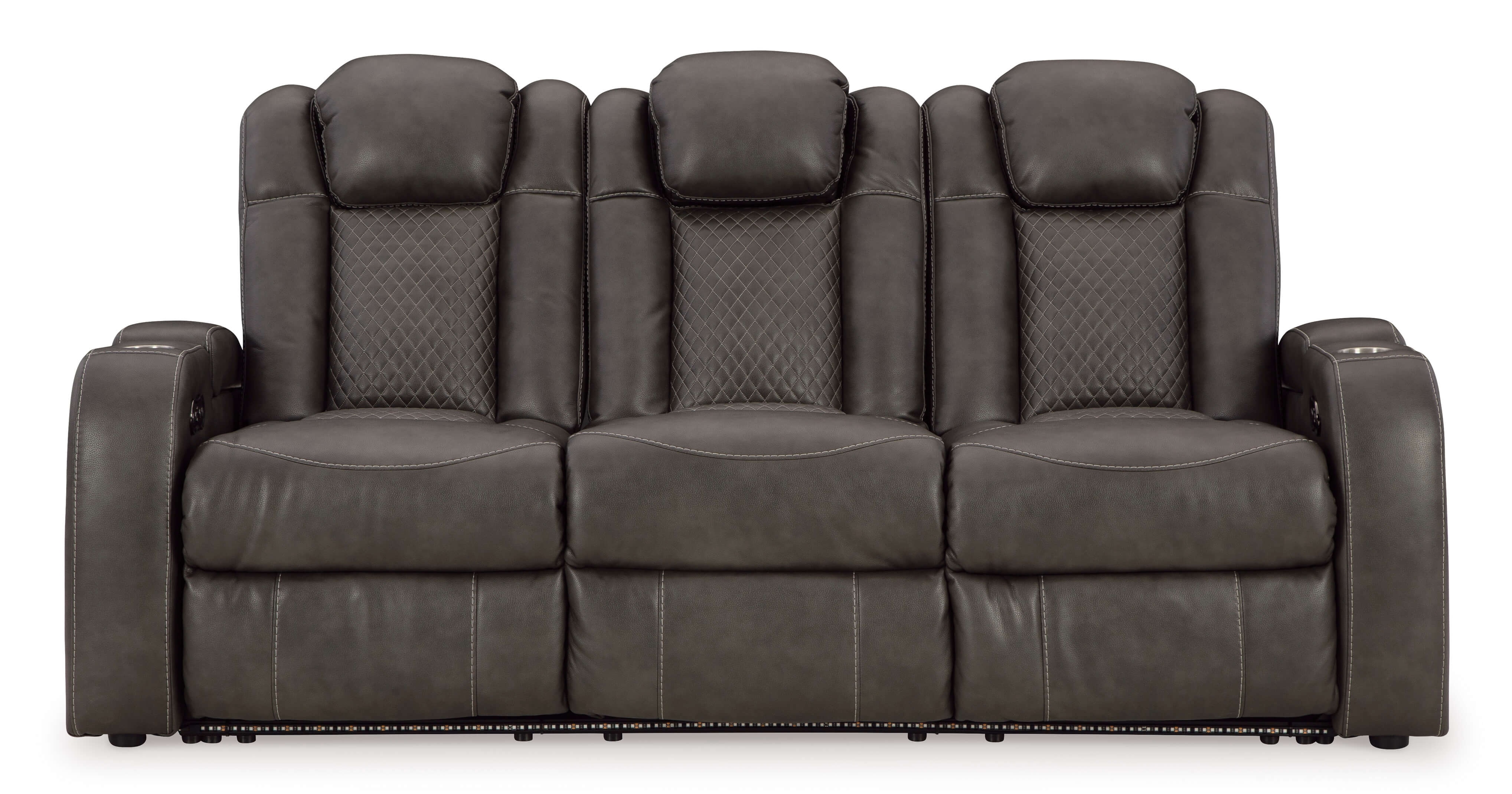 Fyne-Dyme Polyester/PU Power Reclining Sofa w/Ambient Blue LED Lighting