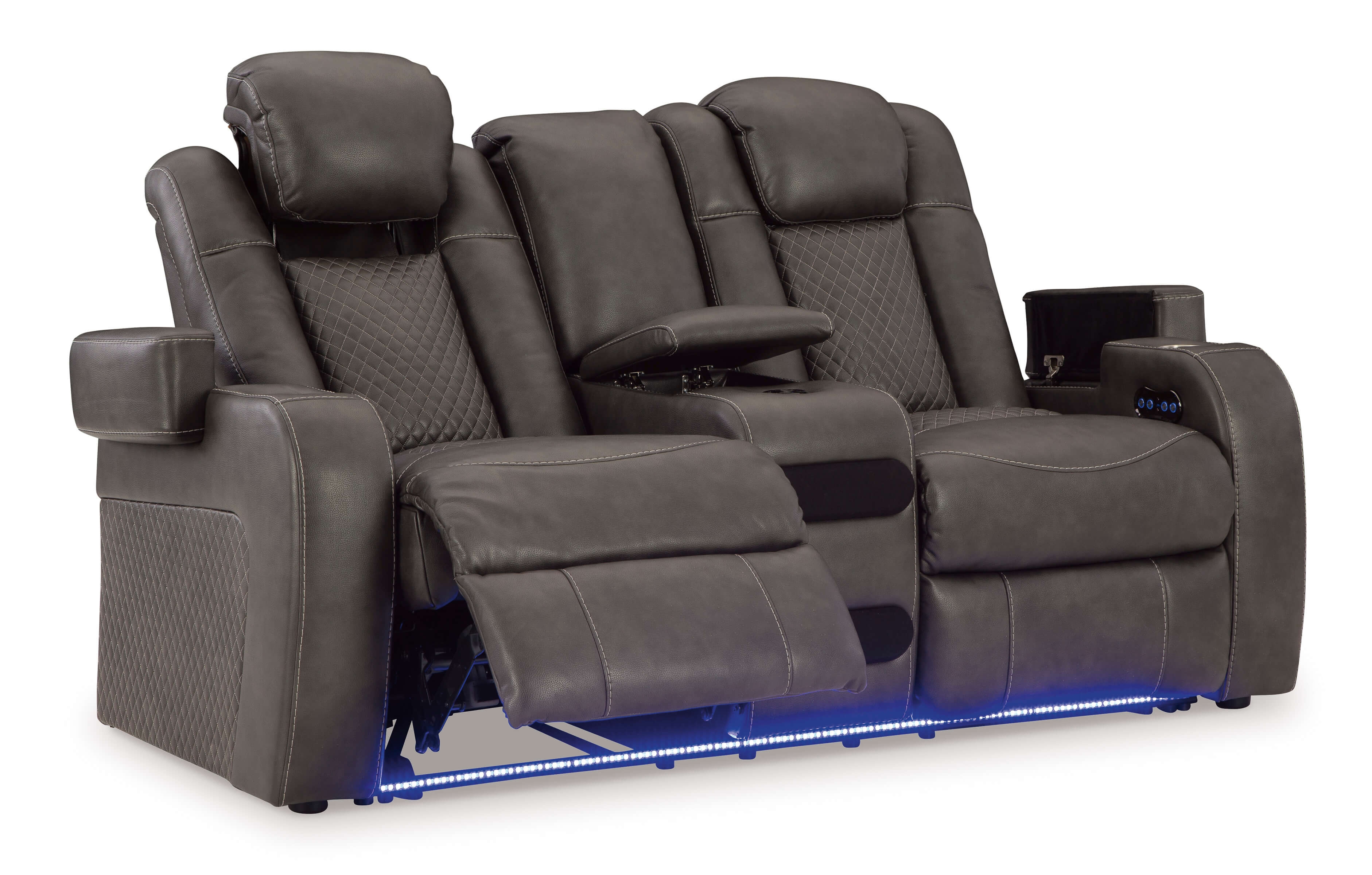 Fyne-Dyme Polyester Reciliner Loveseat - Shadow