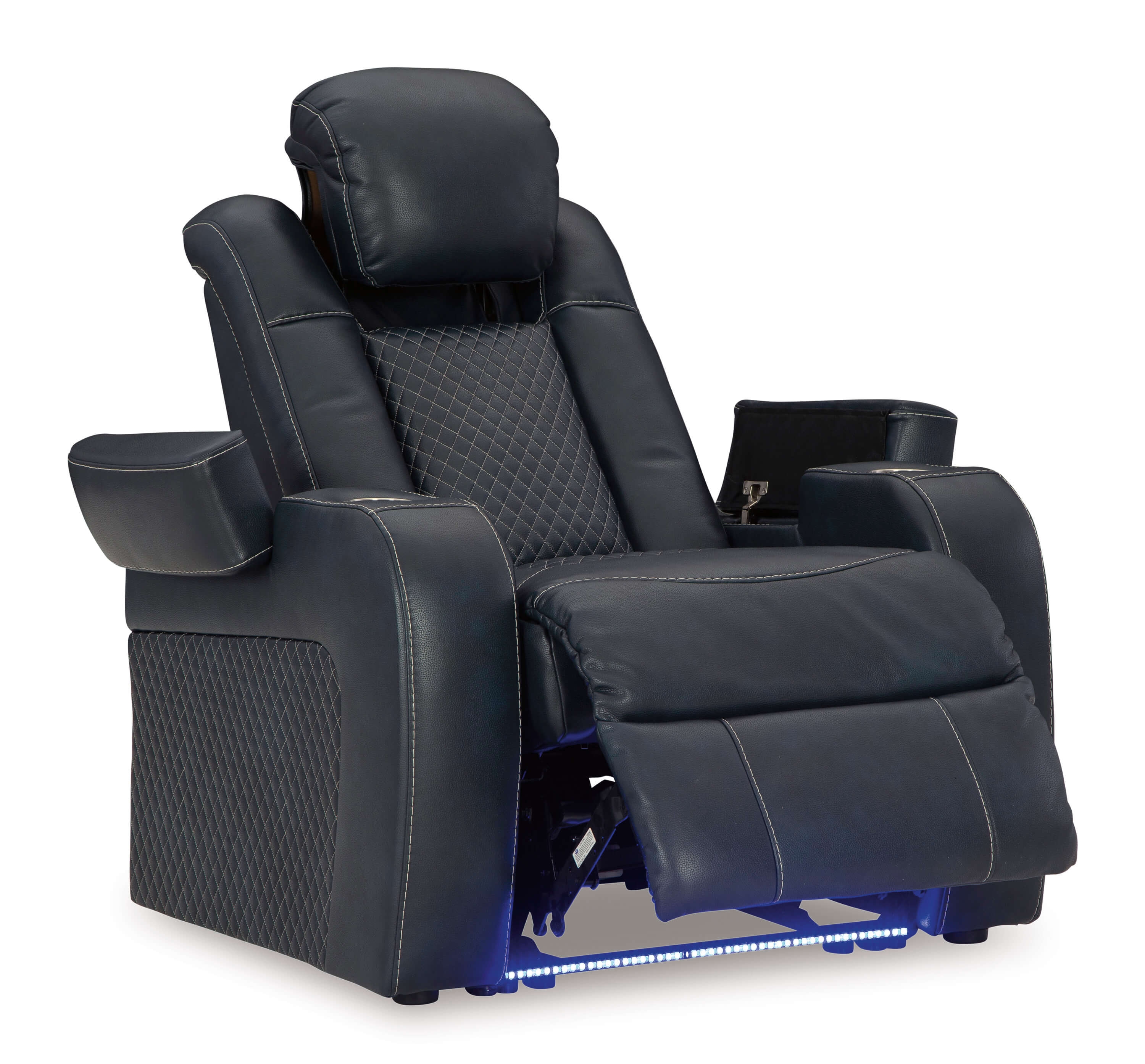 Fyne-Dyme Polyester/PU Power Reclining Chair w/Ambient Blue LED Lighting