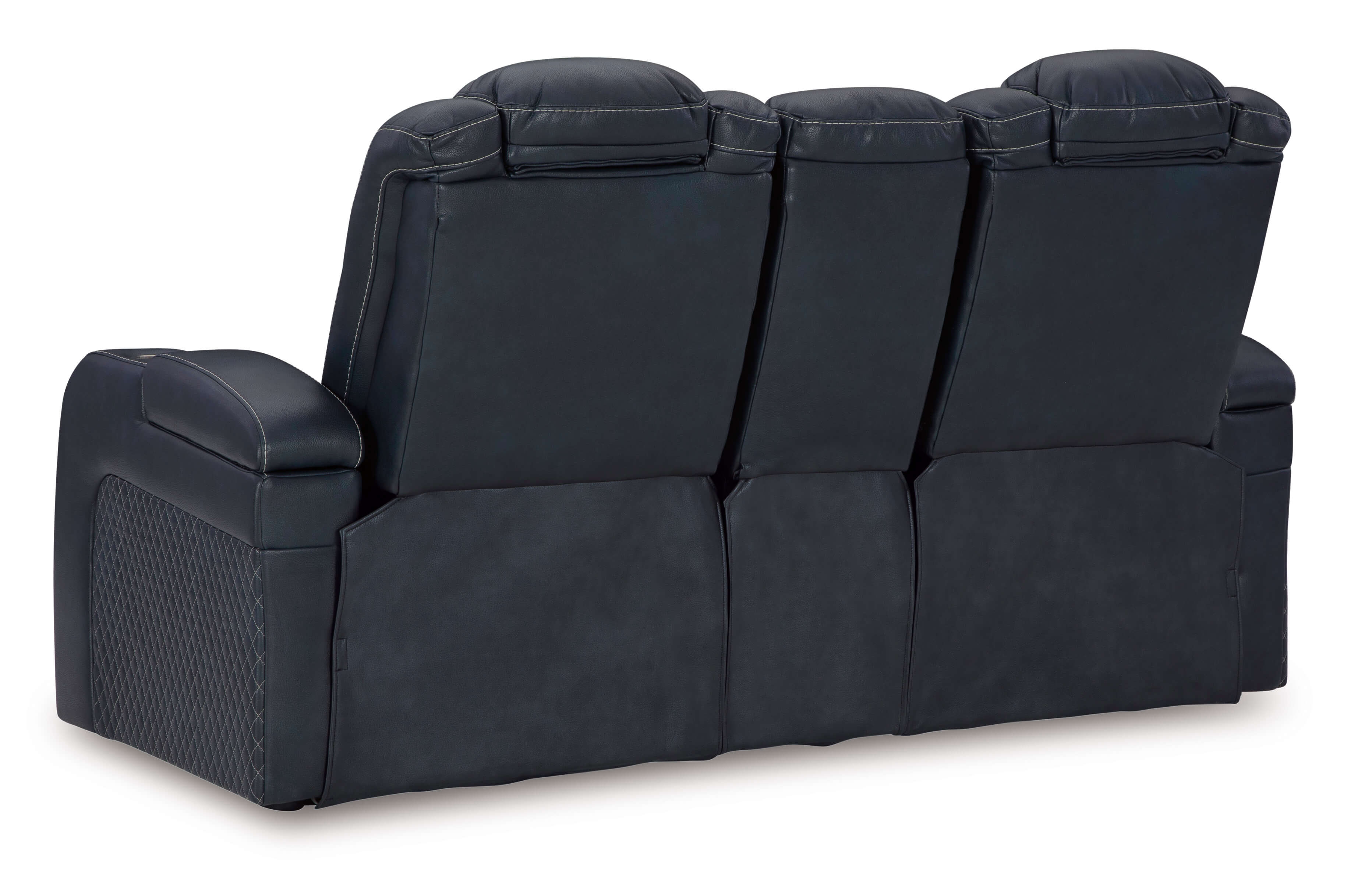 Fyne-Dyme Polyester/PU Power Reclining Loveseat w/Ambient Blue LED Lighting